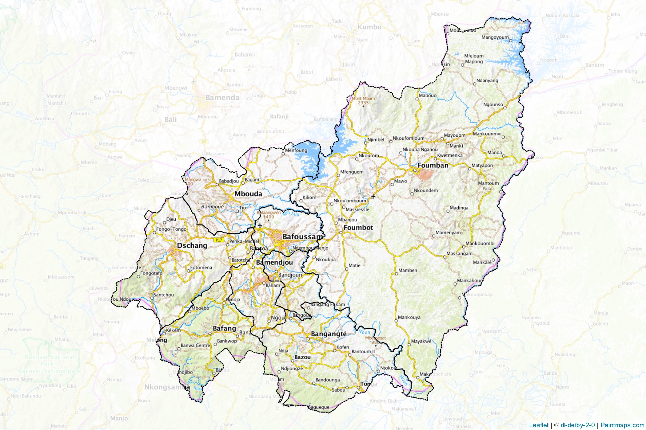 Muestras de recorte de mapas Ouest (Camerún)-1