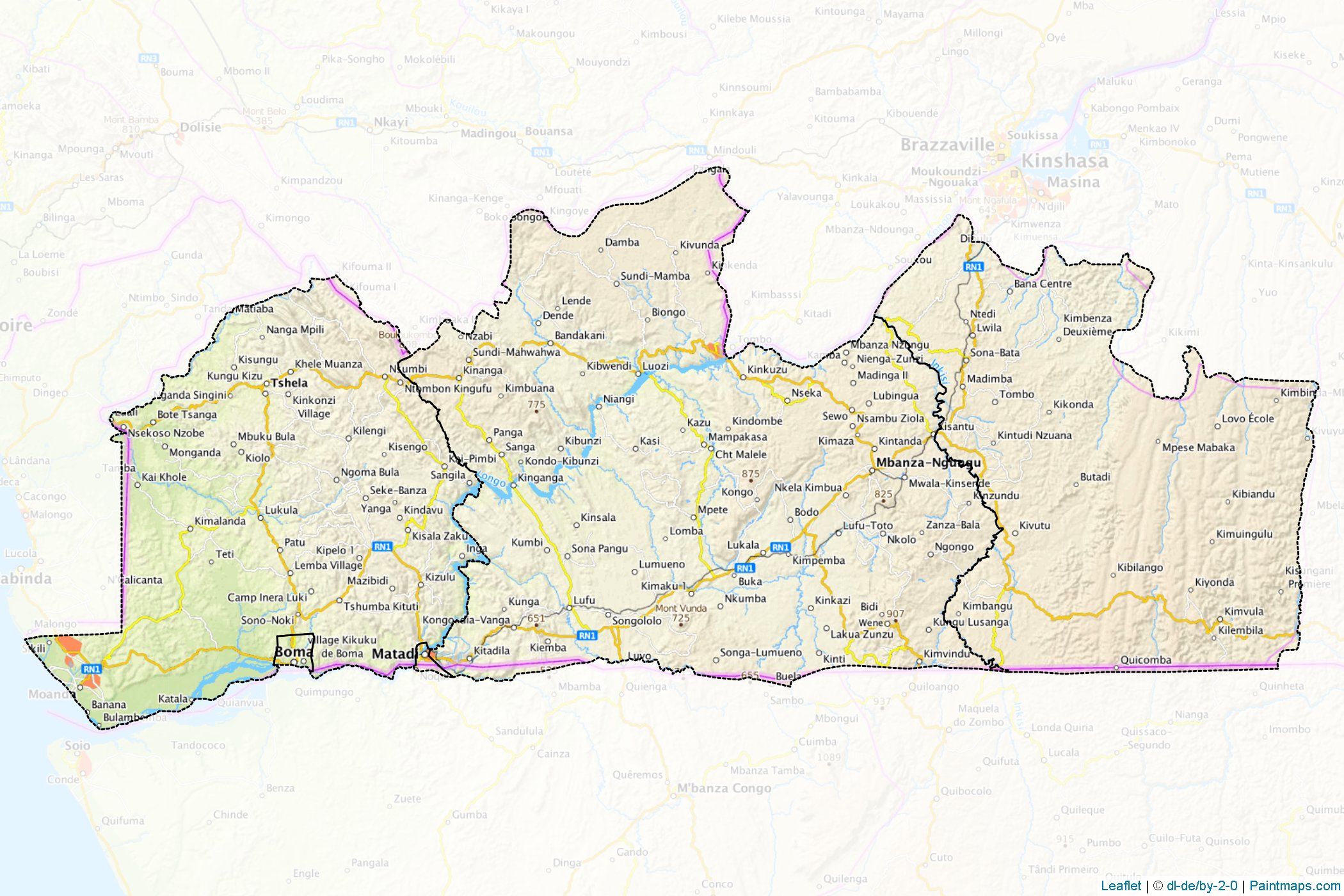 Muestras de recorte de mapas Bas-Congo (Congo, República Democrática del)-1