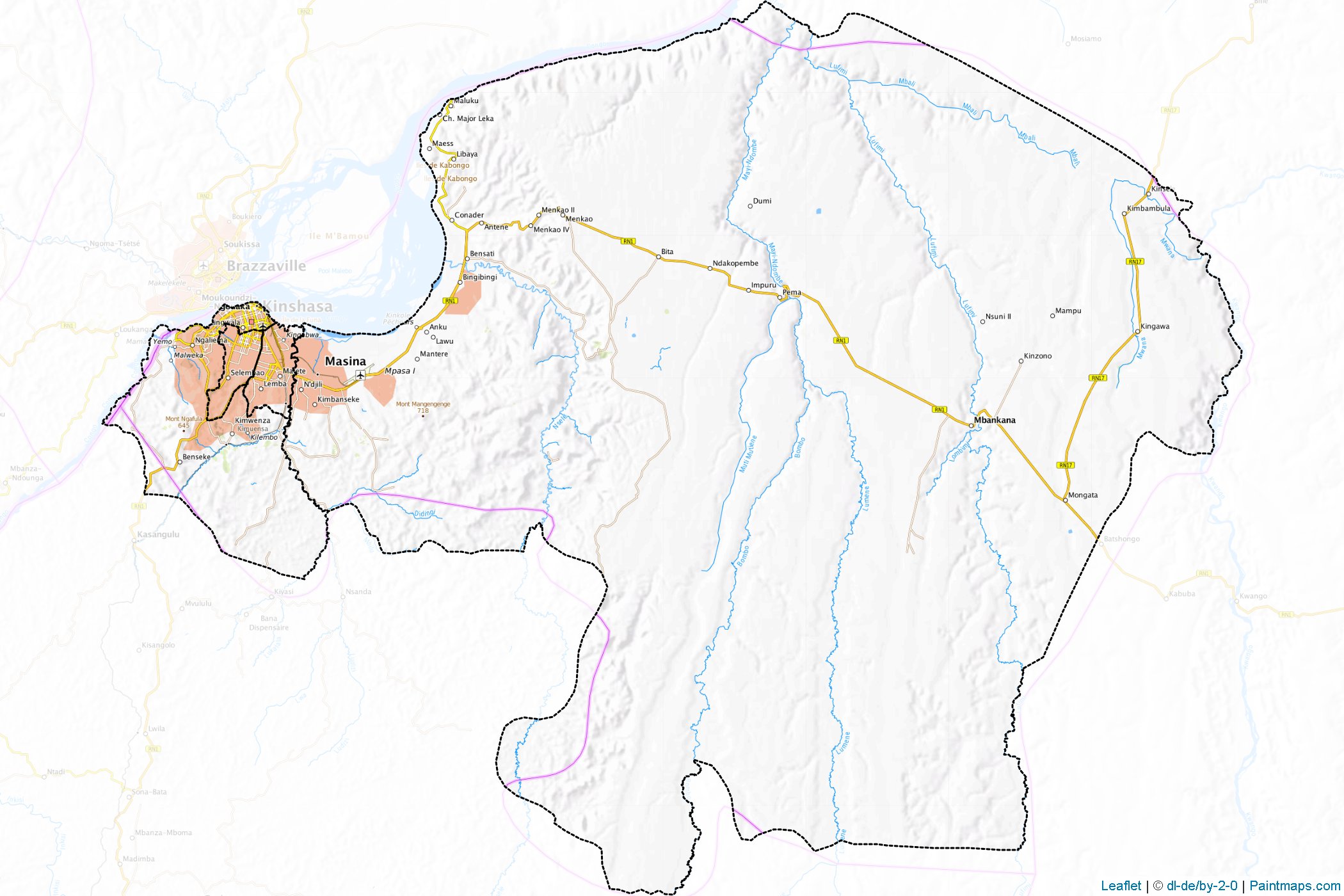 Kinshasa City (Democratic Republic of Congo) Map Cropping Samples-1