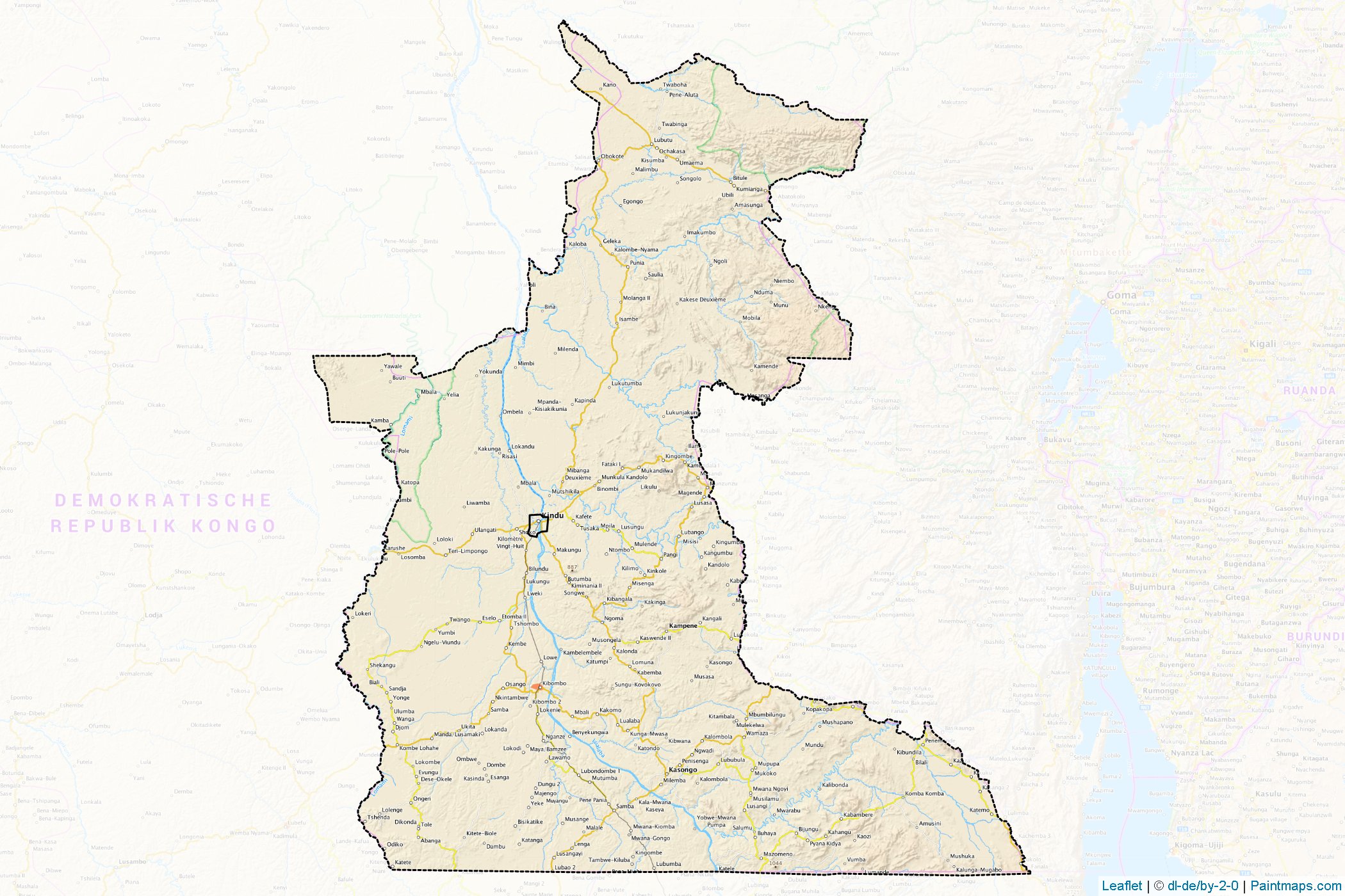 Maniema (Democratic Republic of Congo) Map Cropping Samples-1