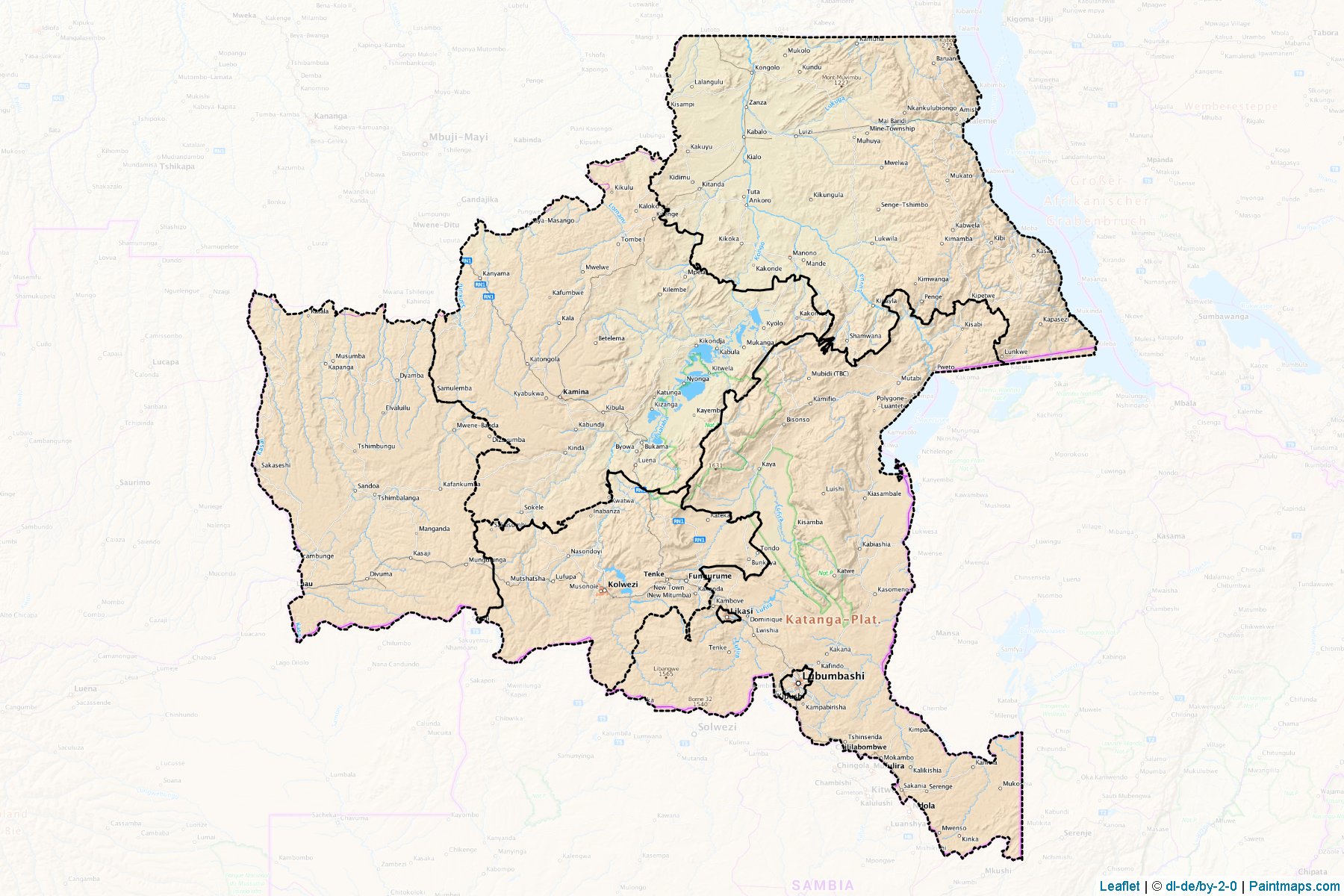 Katanga (Democratic Republic of Congo) Map Cropping Samples-1