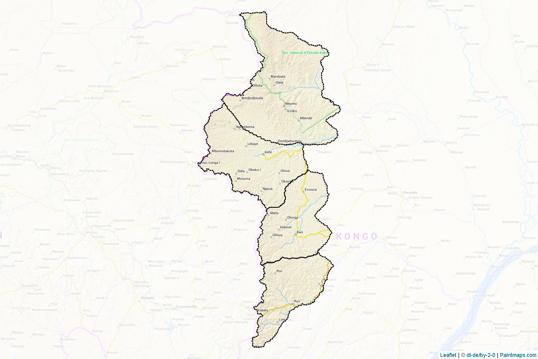 Cuvette-Ouest Department (Congo) Map Cropping Samples-1