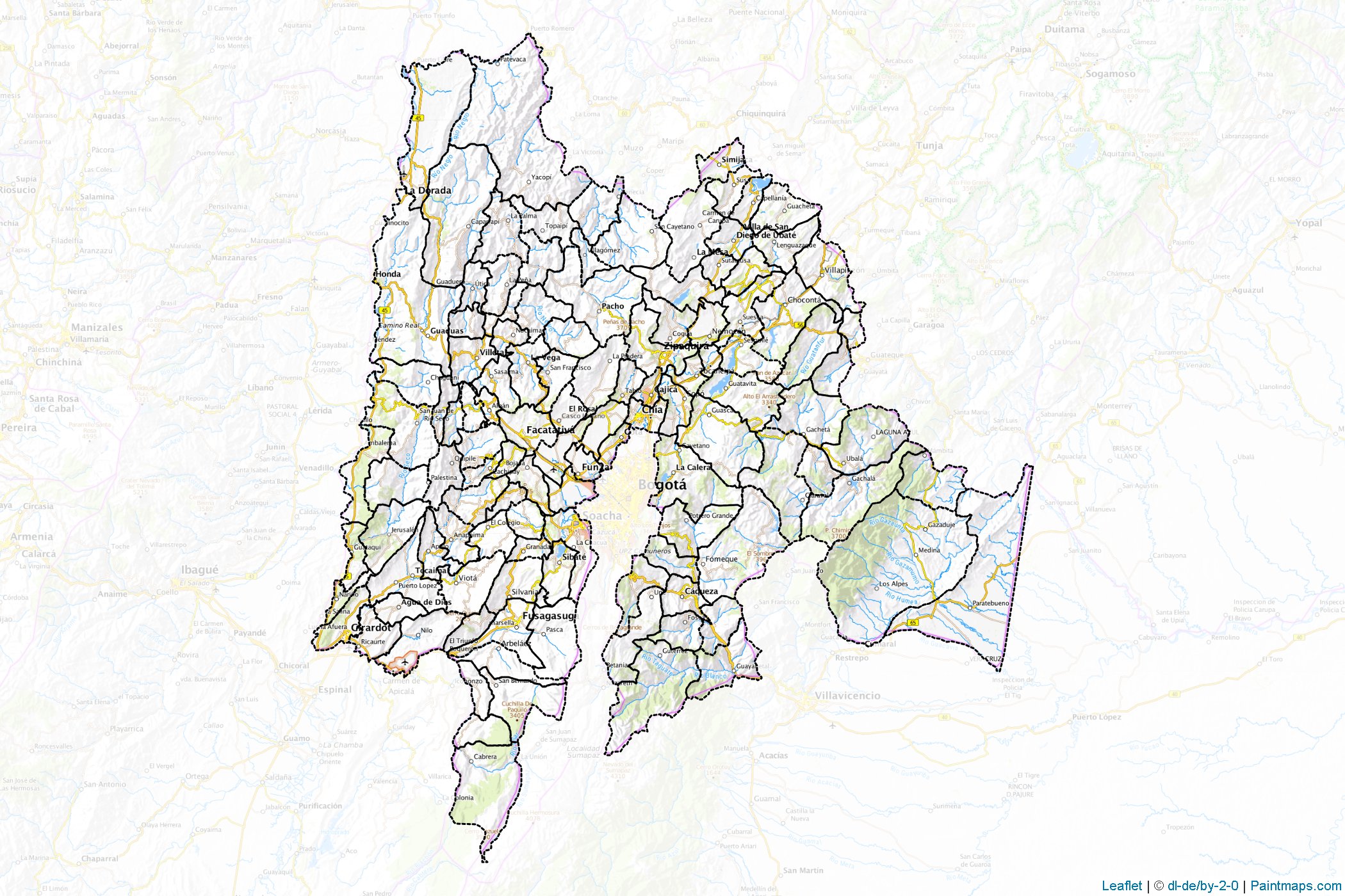 Muestras de recorte de mapas Cundinamarca (Colombia)-1