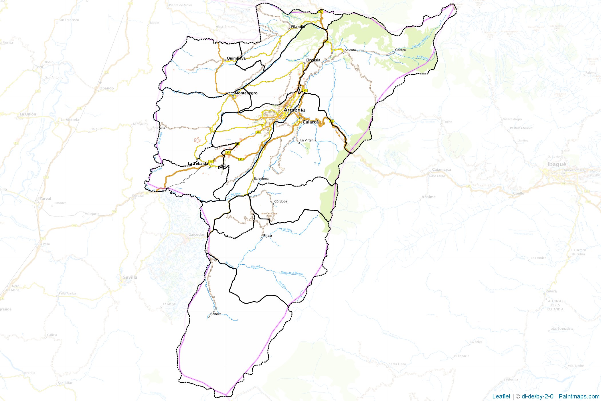 Muestras de recorte de mapas Quindio (Colombia)-1