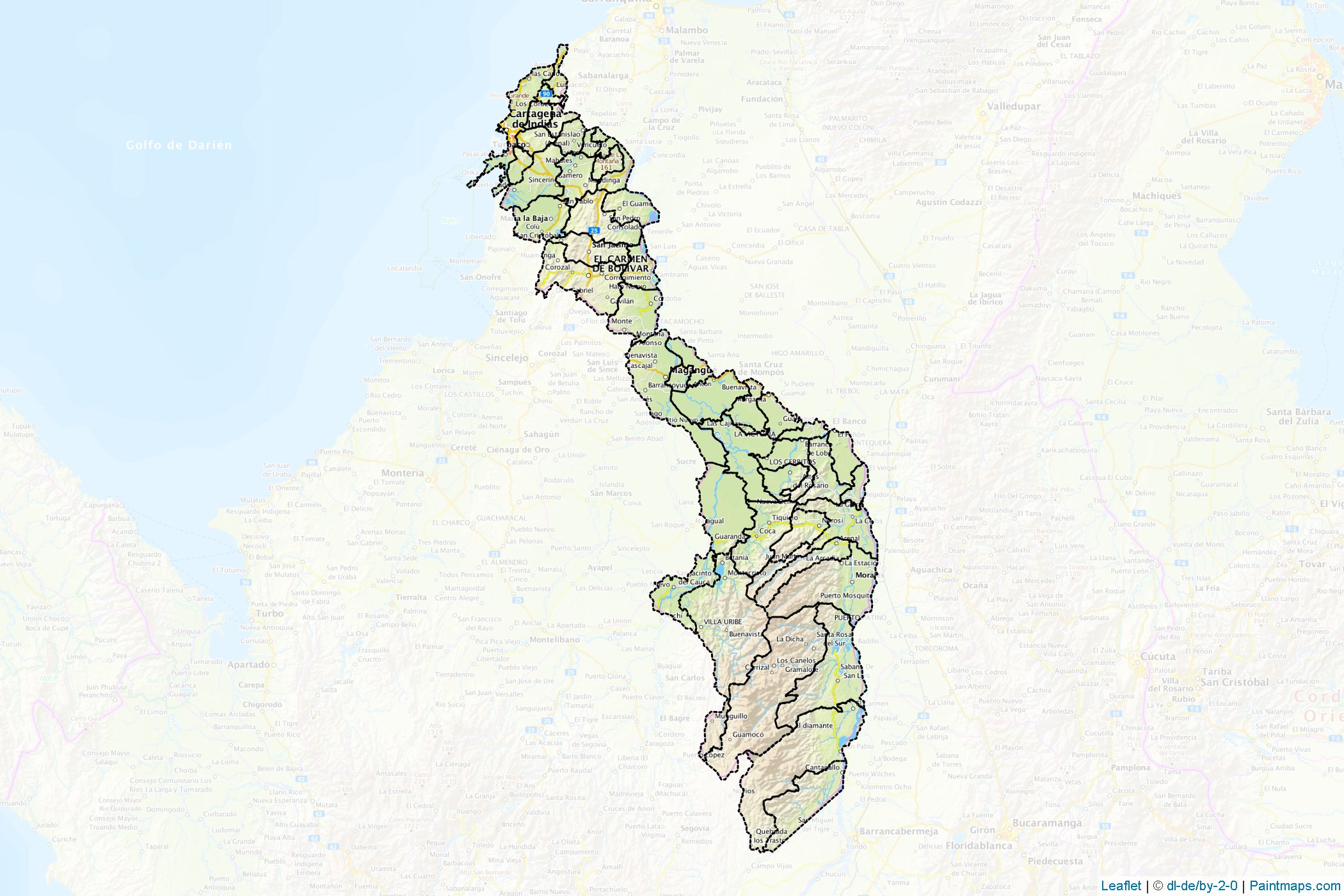 Bolívar (Colombia) Map Cropping Samples-1