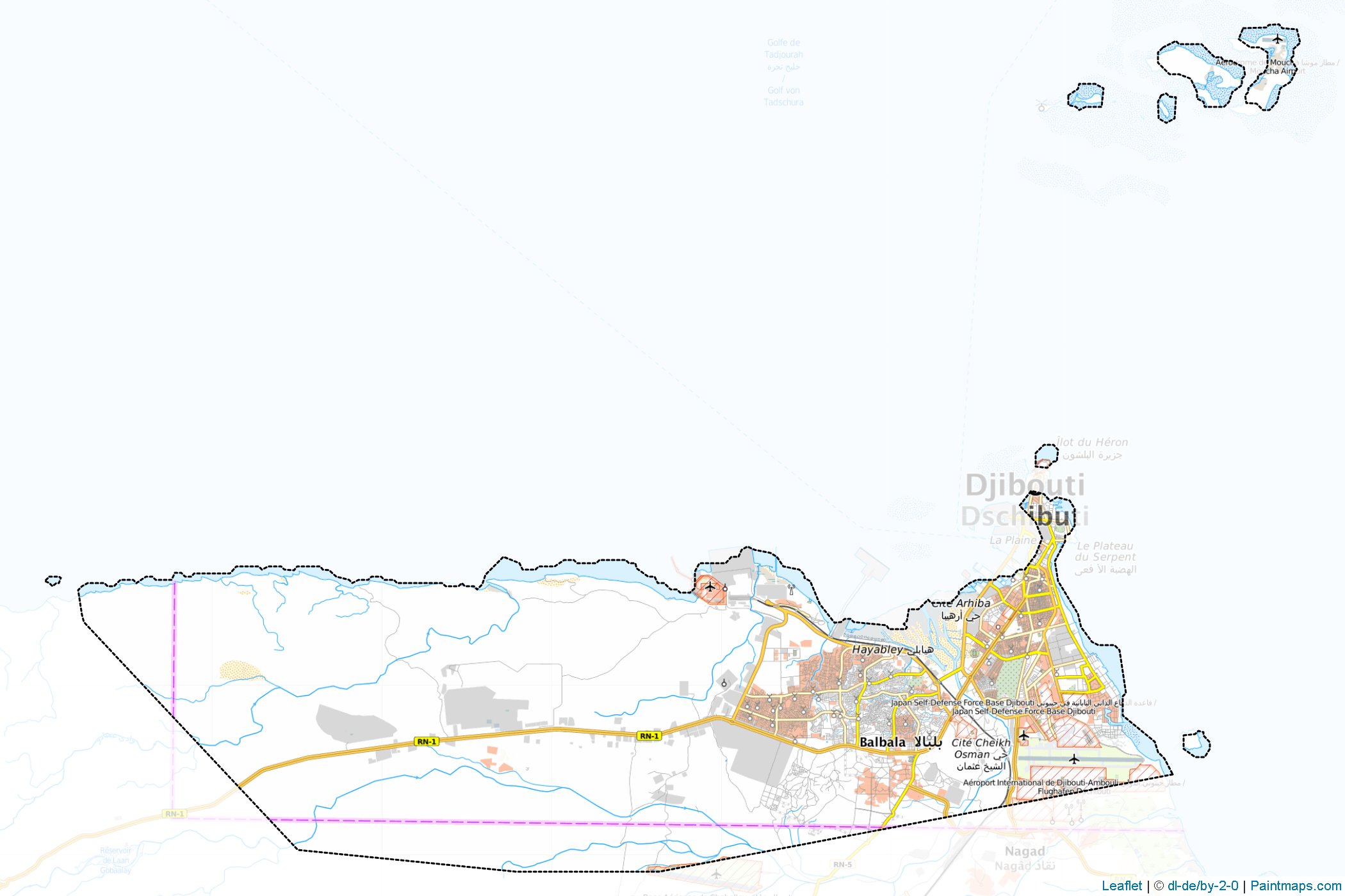 Muestras de recorte de mapas Djibouti (Djibouti)-1