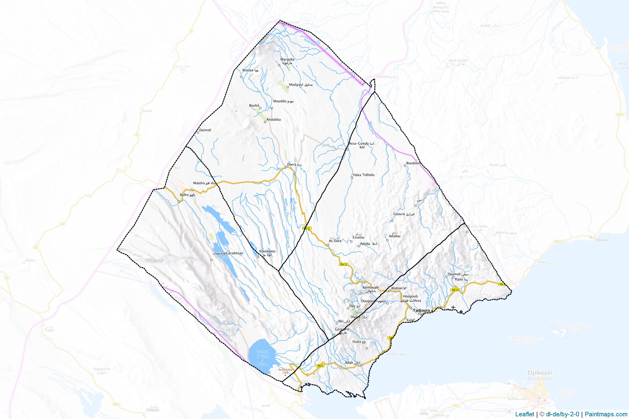 Tadjourah Bölgesi (Cibuti) Haritası Örnekleri-1