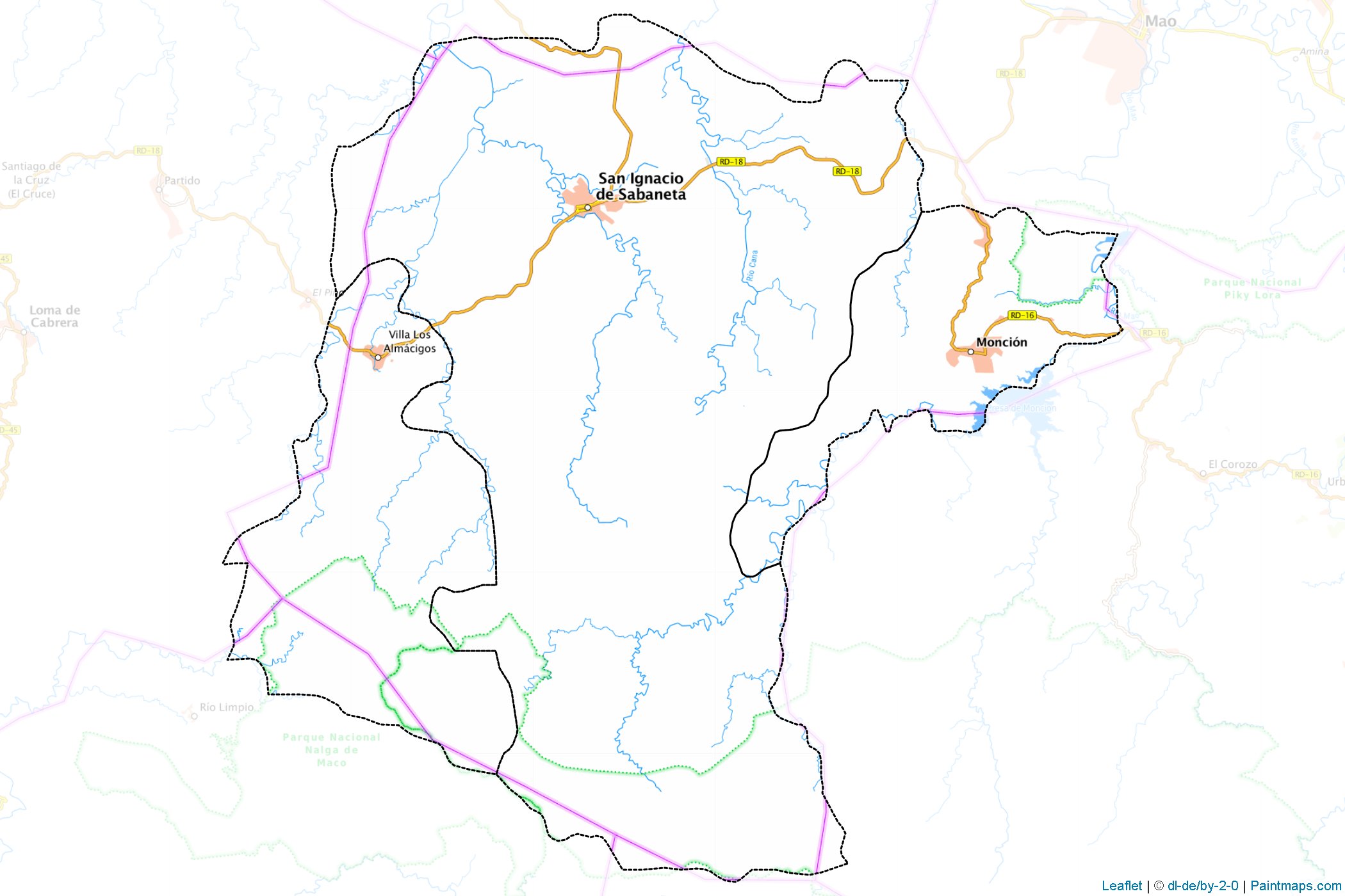 Muestras de recorte de mapas Santiago Rodríguez (República Dominicana)-1