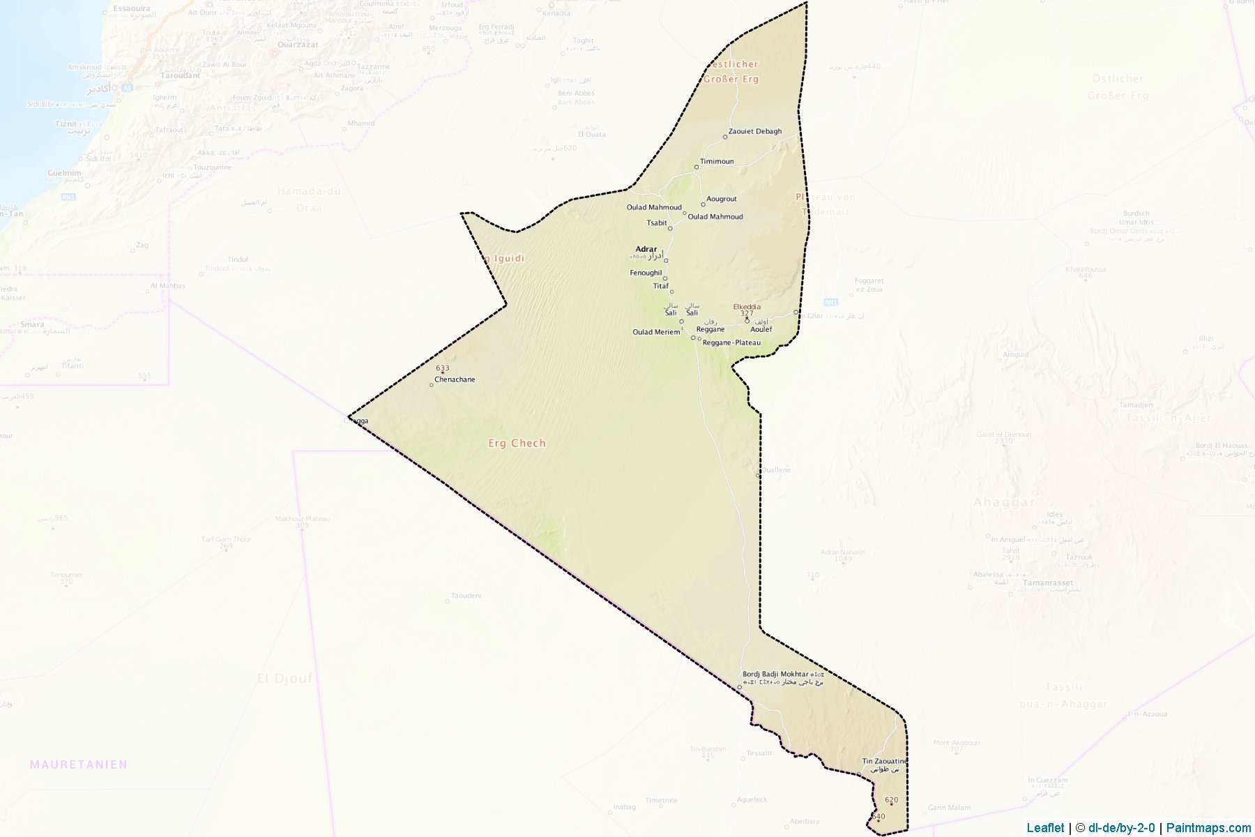 Muestras de recorte de mapas Adrar (Argelia)-1