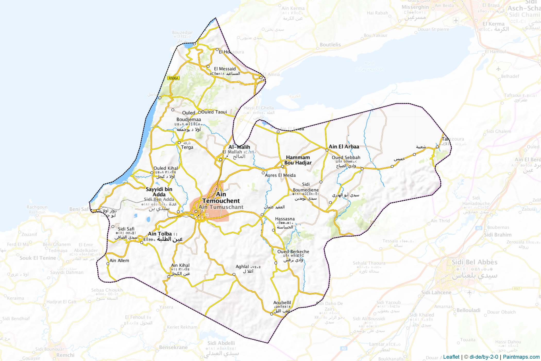 Muestras de recorte de mapas Aïn Témouchent (Argelia)-1