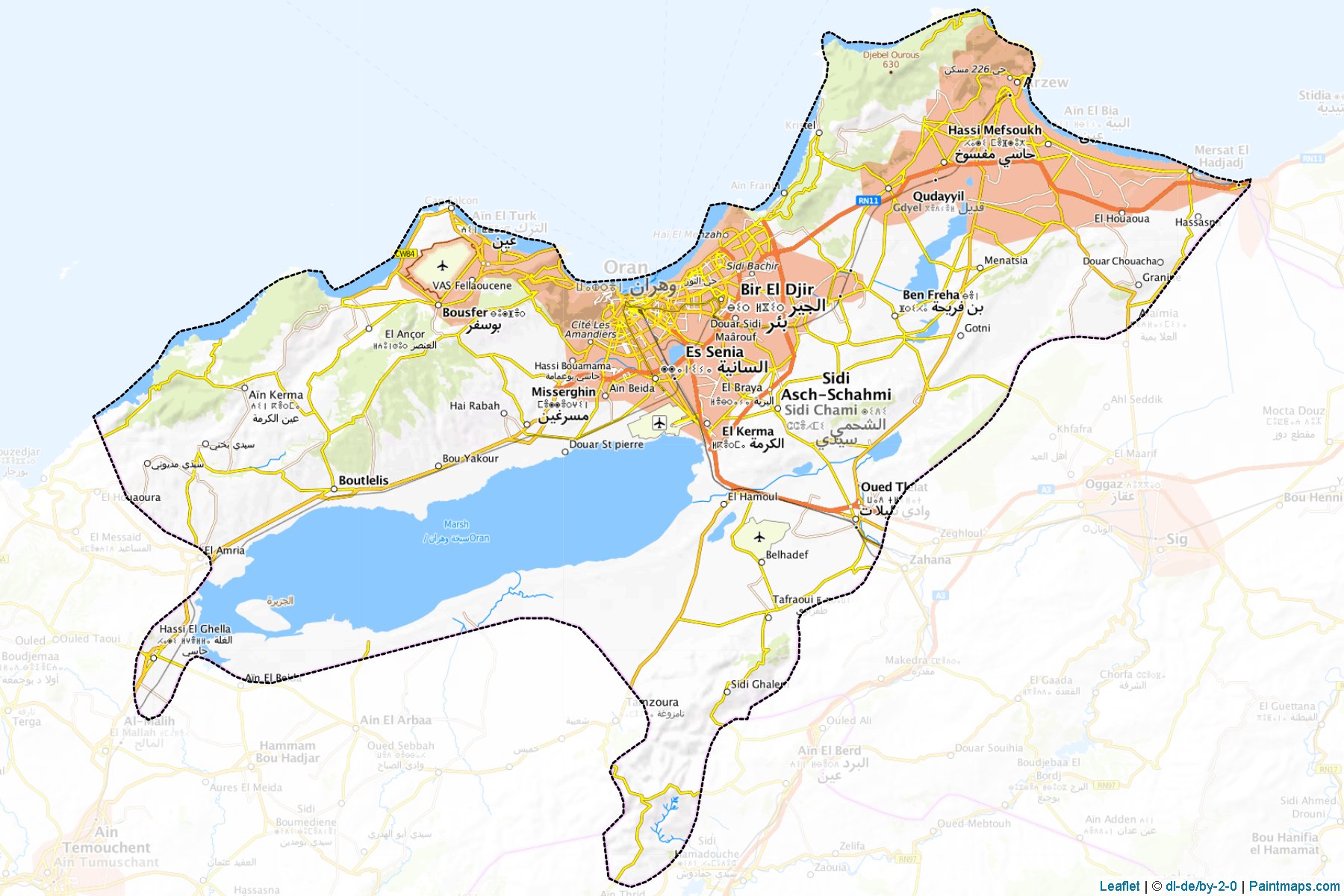 Muestras de recorte de mapas Oran (Argelia)-1