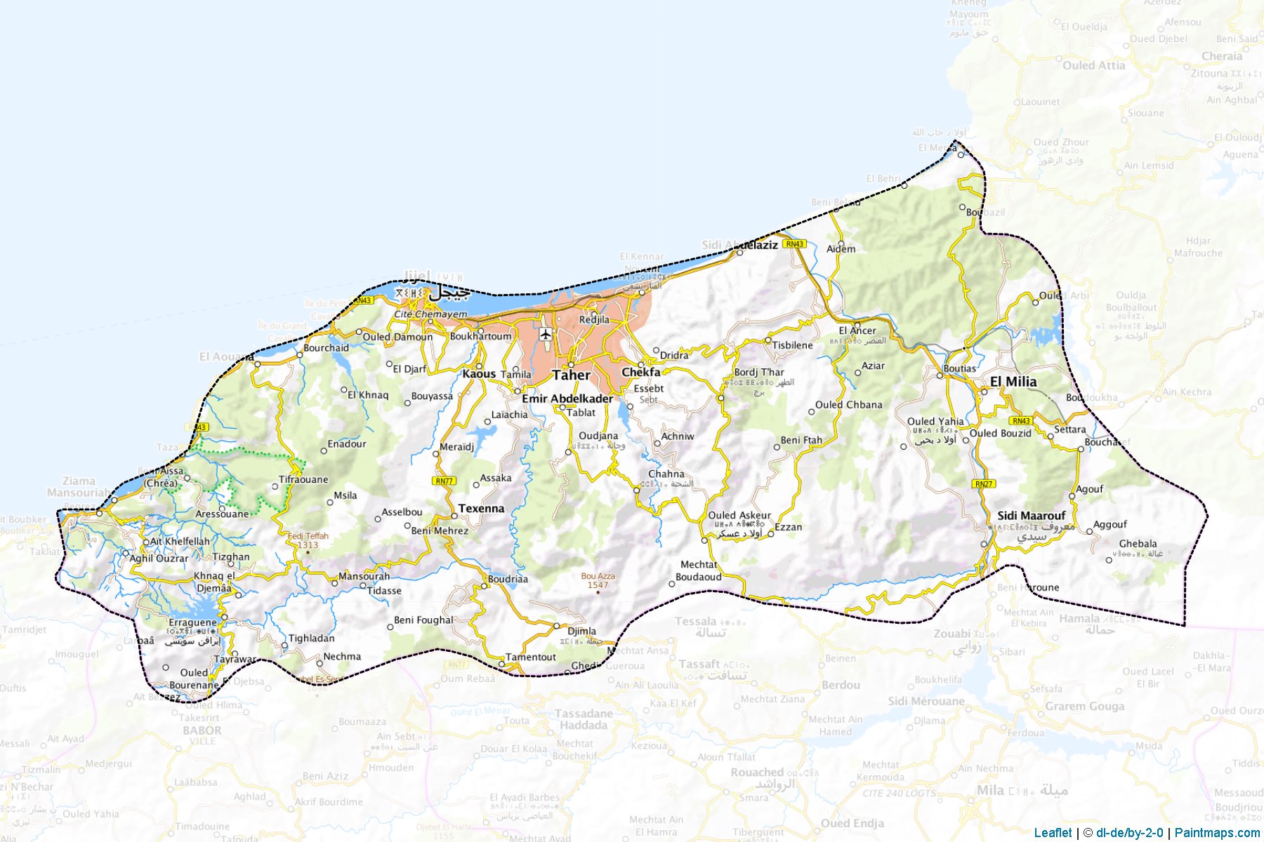 Muestras de recorte de mapas Jijel (Argelia)-1