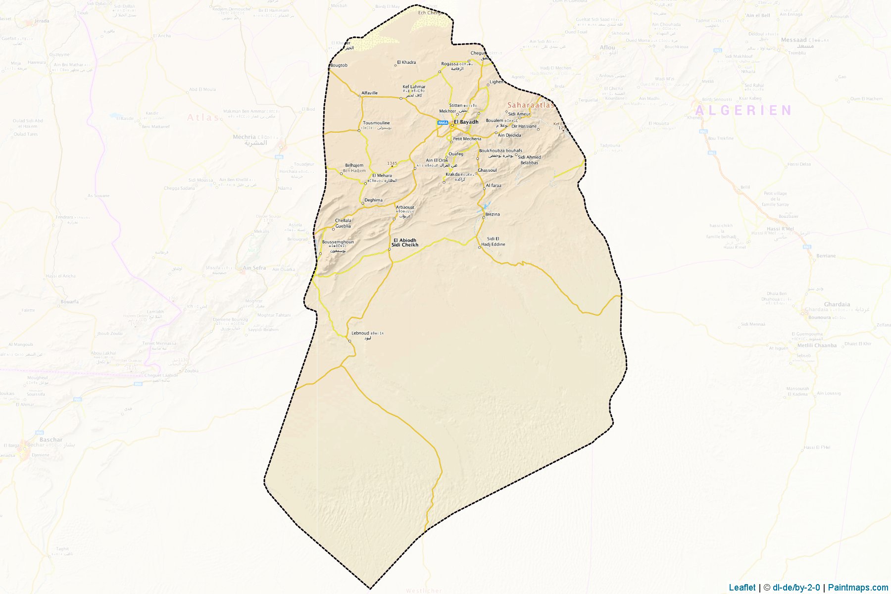 Muestras de recorte de mapas El Bayadh (Argelia)-1