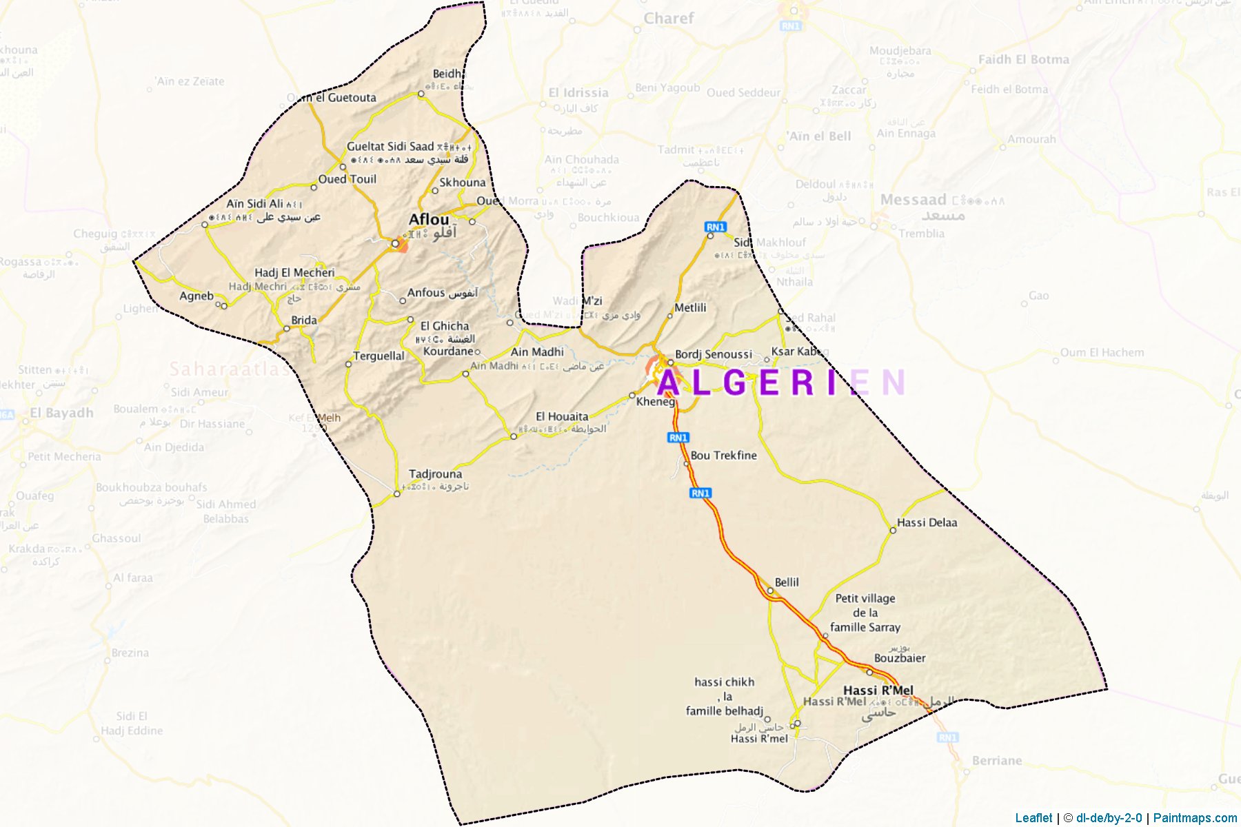 Muestras de recorte de mapas Laghouat (Argelia)-1