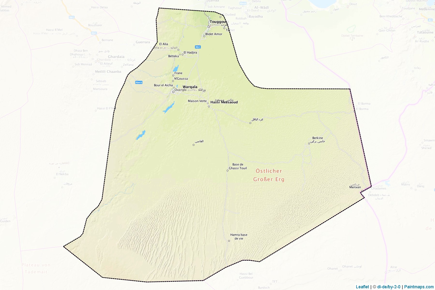 Muestras de recorte de mapas Ouargla (Argelia)-1