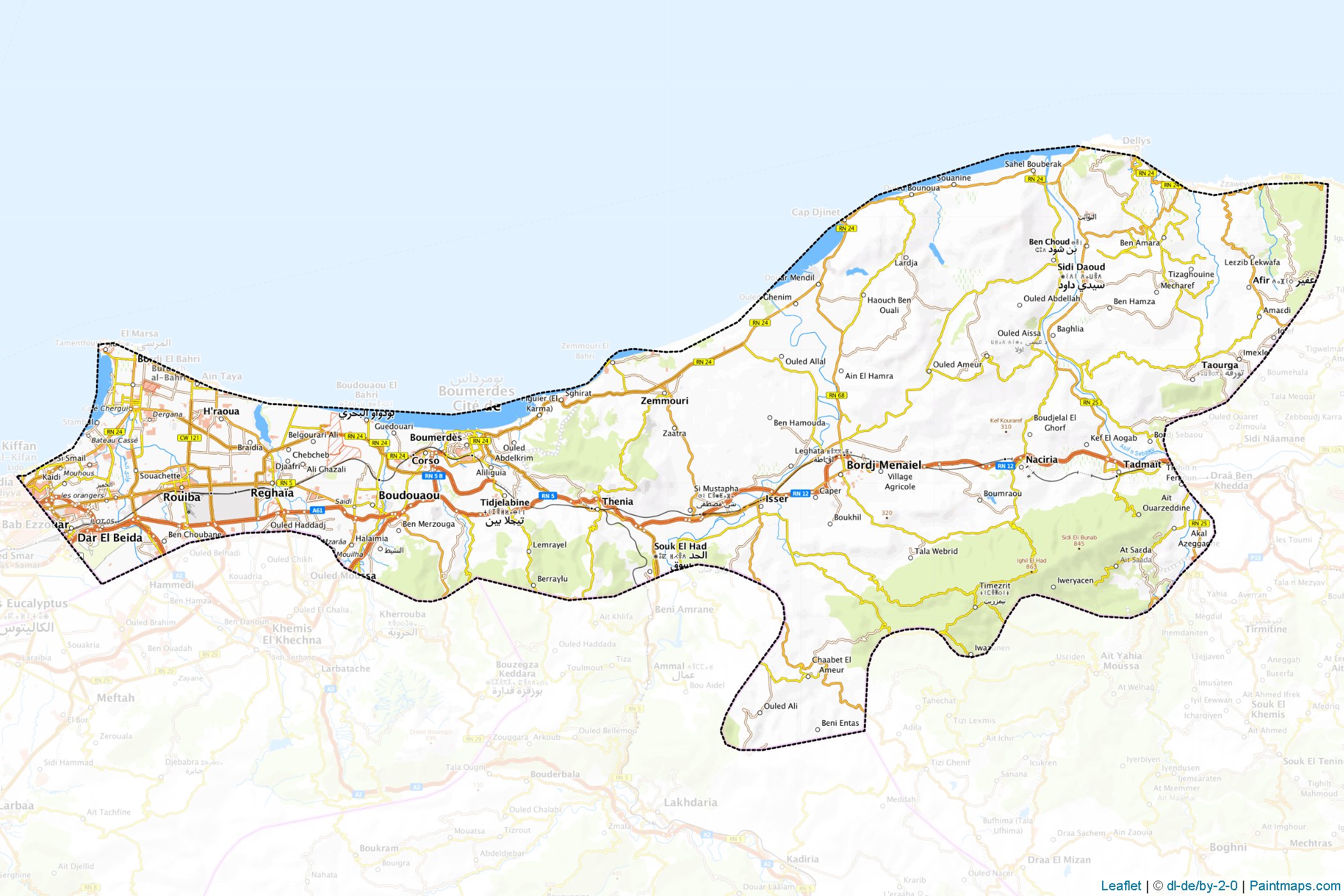 Muestras de recorte de mapas Boumerdes (Argelia)-1