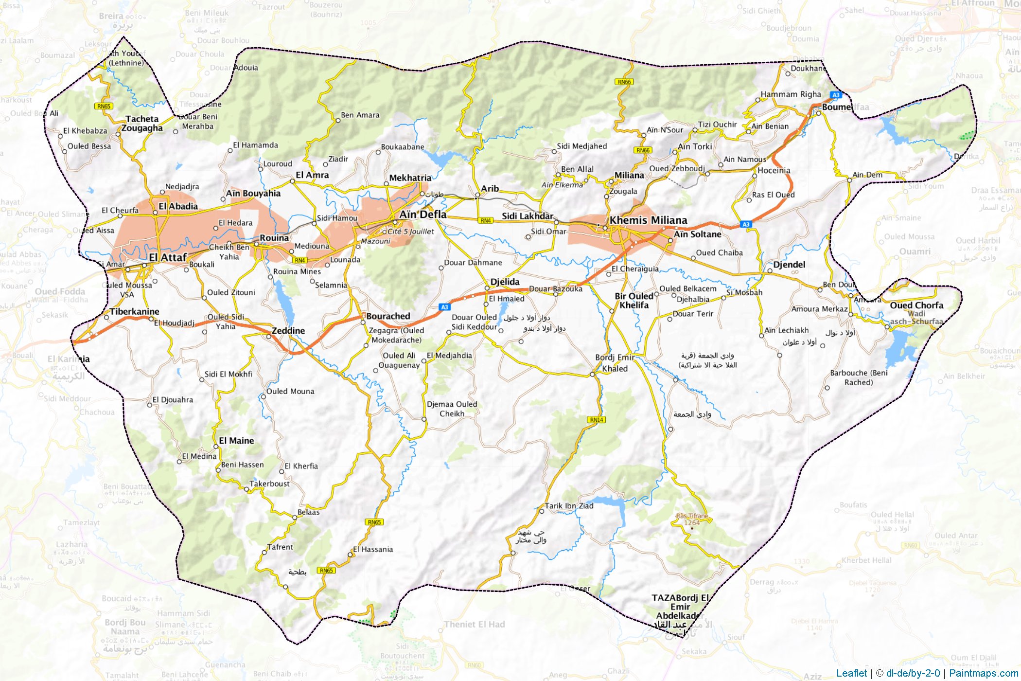 Ayn el Defla Vilayeti (Cezayir) Haritası Örnekleri-1