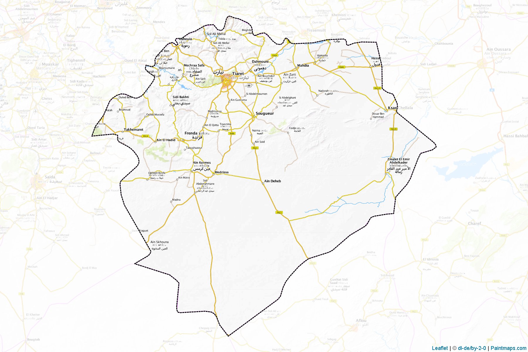 Muestras de recorte de mapas Tiaret (Argelia)-1