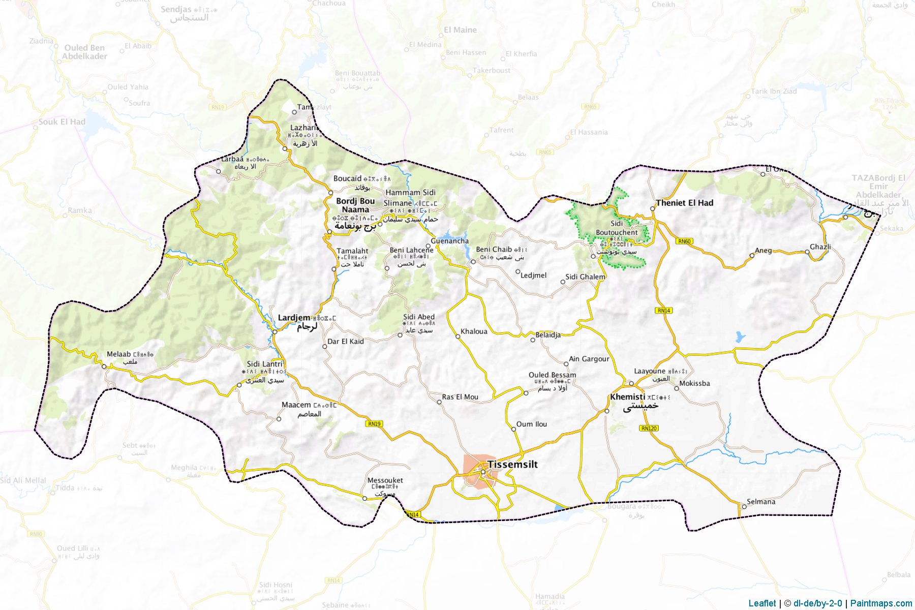 Muestras de recorte de mapas Tissemsilt (Argelia)-1