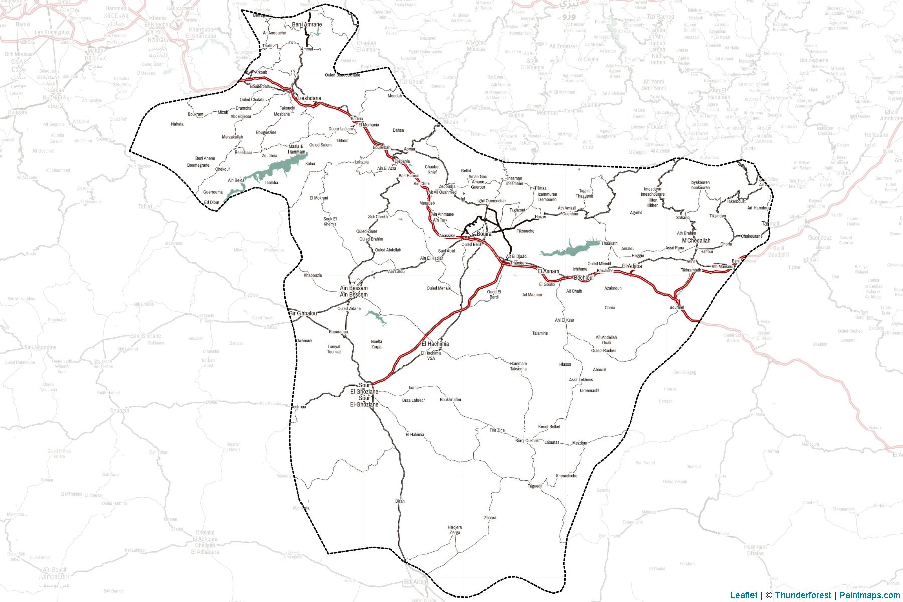 Muestras de recorte de mapas Bouira (Argelia)-2