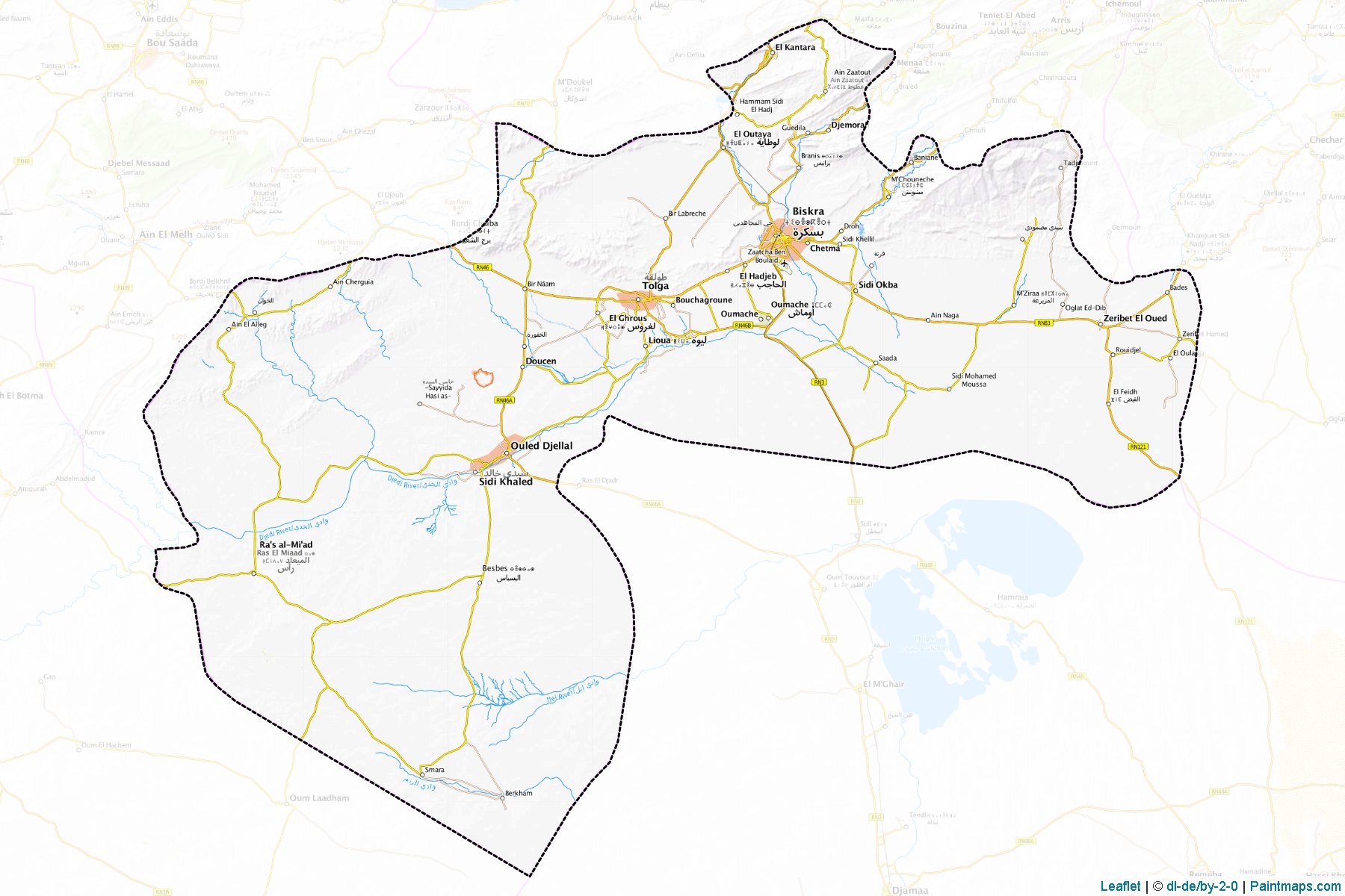 Muestras de recorte de mapas Biskra (Argelia)-1