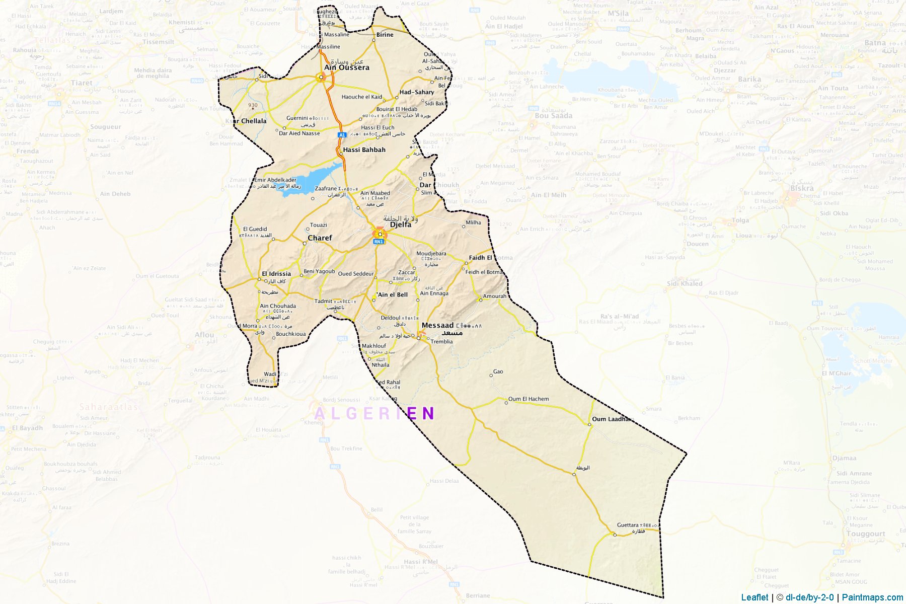 Muestras de recorte de mapas Djelfa (Argelia)-1