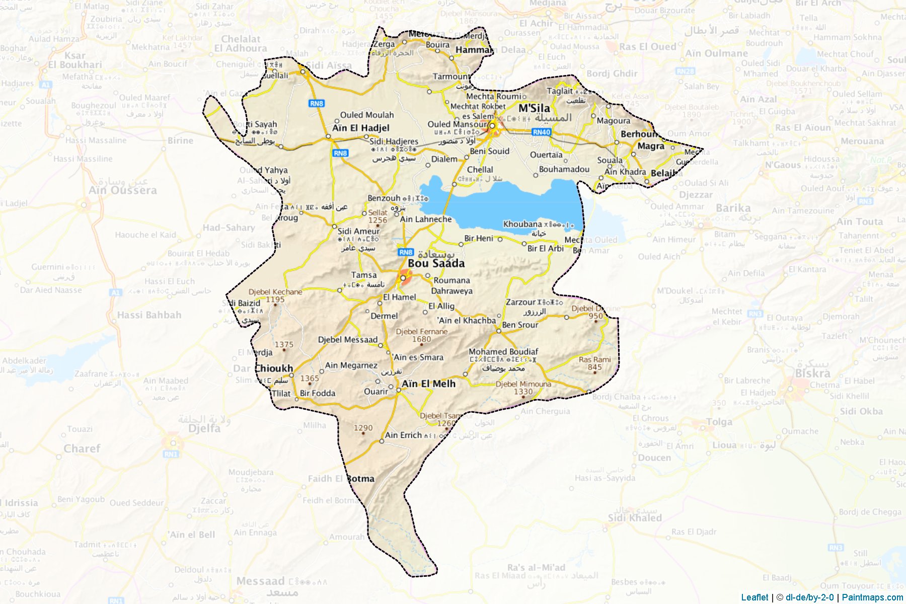 Muestras de recorte de mapas M'sila (Argelia)-1