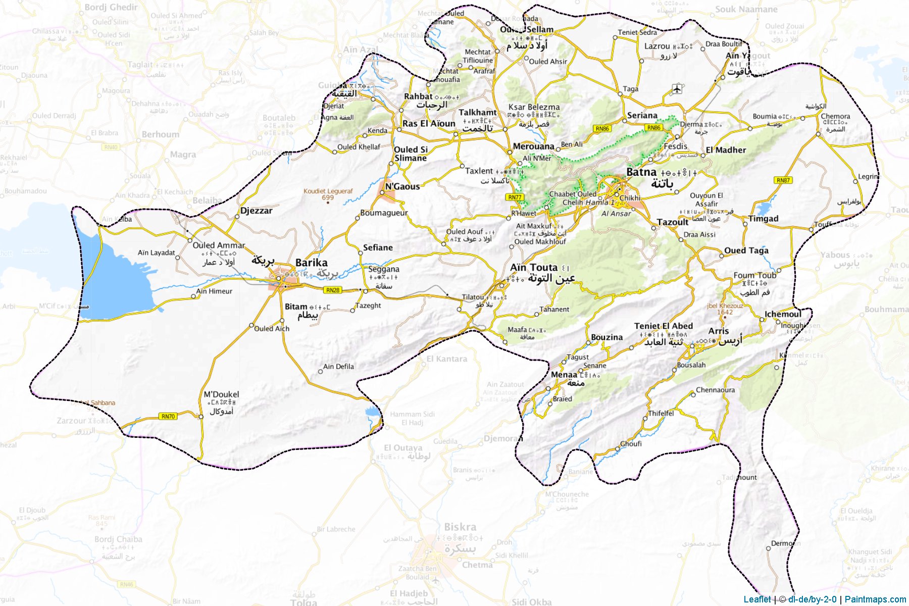 Muestras de recorte de mapas Batna (Argelia)-1