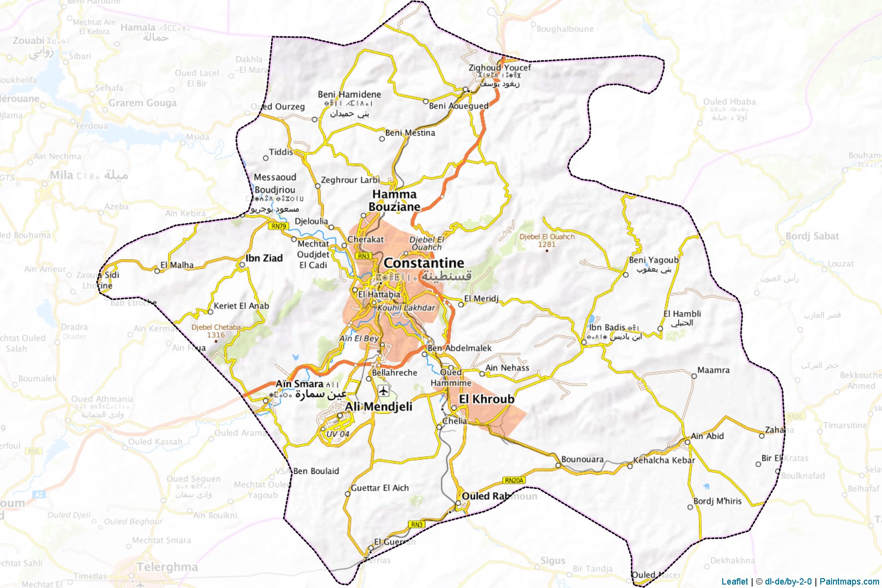 Muestras de recorte de mapas Constantine (Argelia)-1