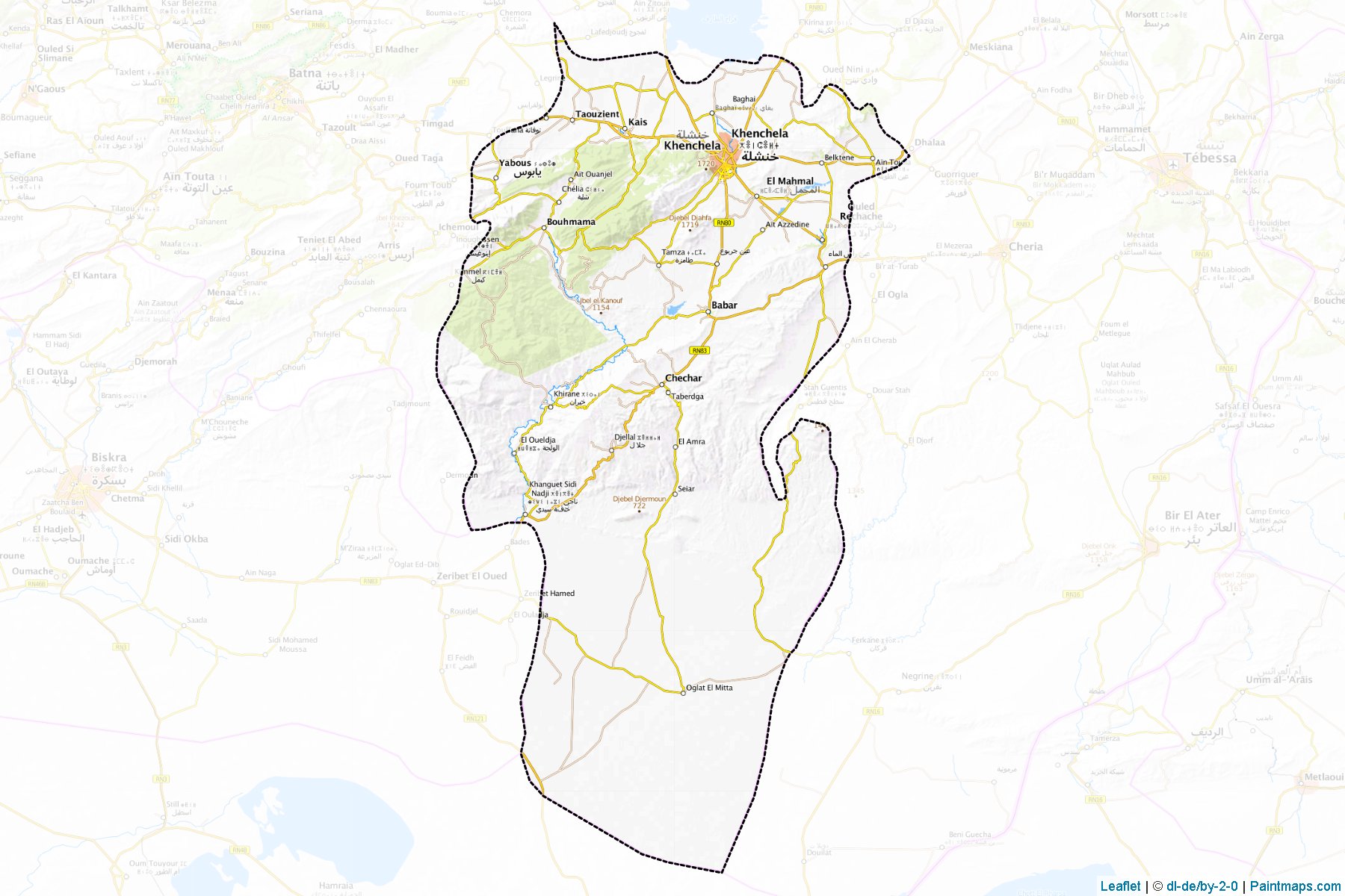 Muestras de recorte de mapas Khenchela (Argelia)-1