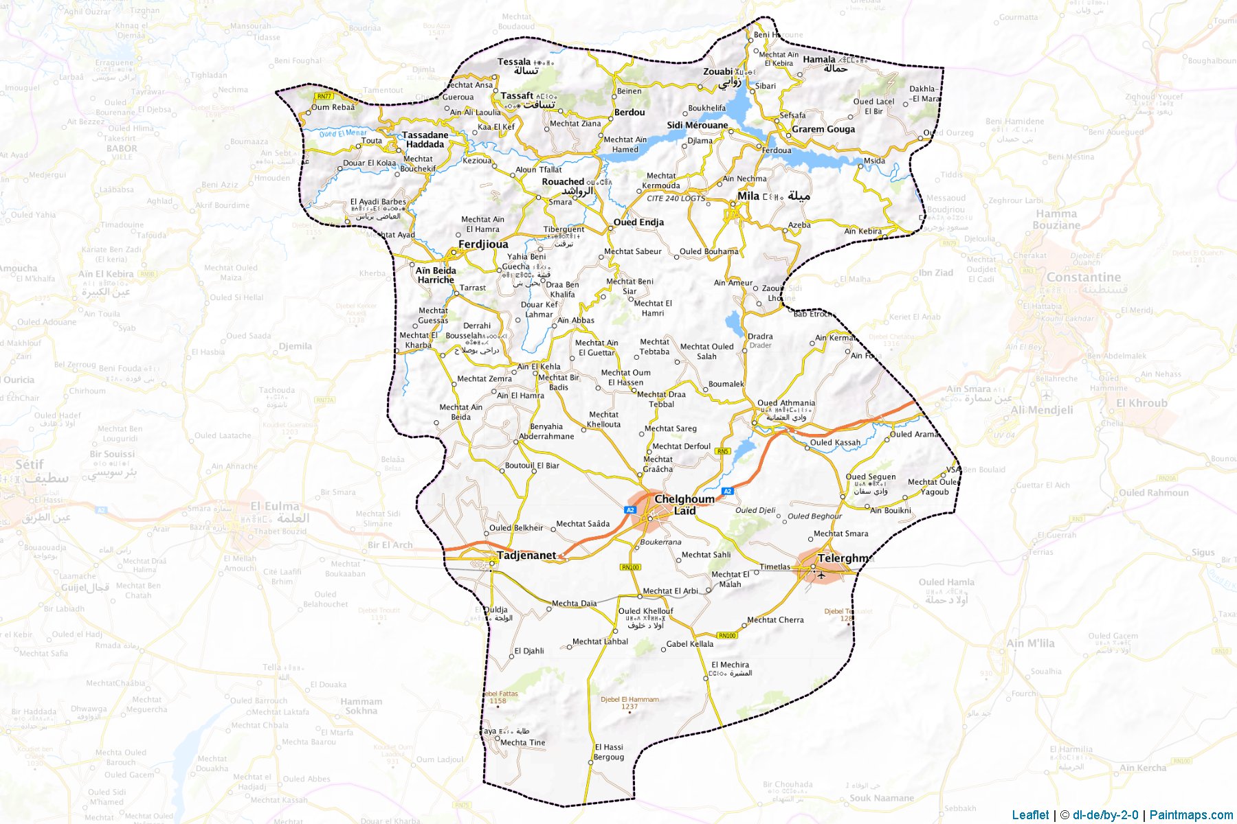 Muestras de recorte de mapas Mila (Argelia)-1