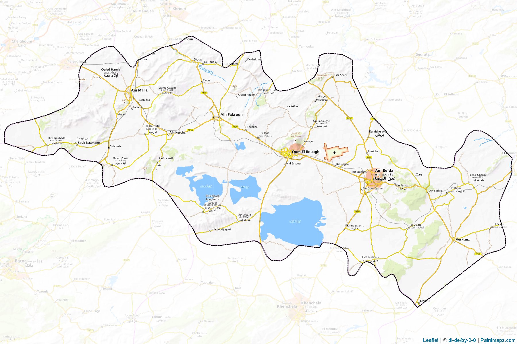 Muestras de recorte de mapas Oum el Bouaghi (Argelia)-1