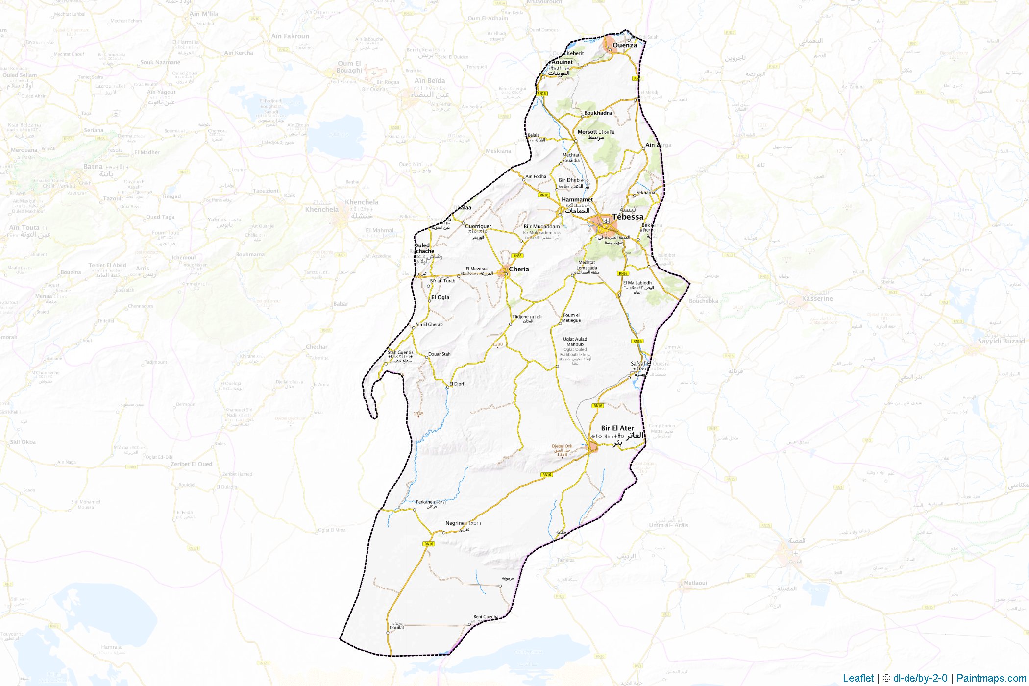 Muestras de recorte de mapas Tébessa (Argelia)-1