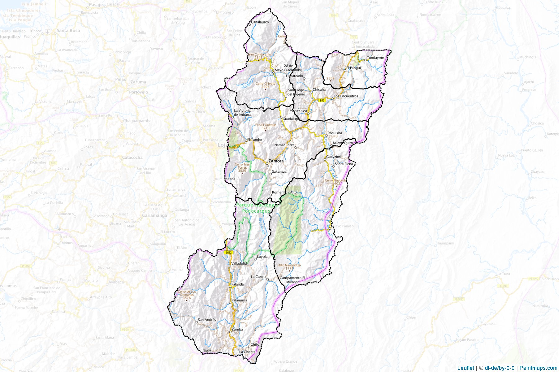 Zamora-Chinchip Province (Ekvador) Haritası Örnekleri-1