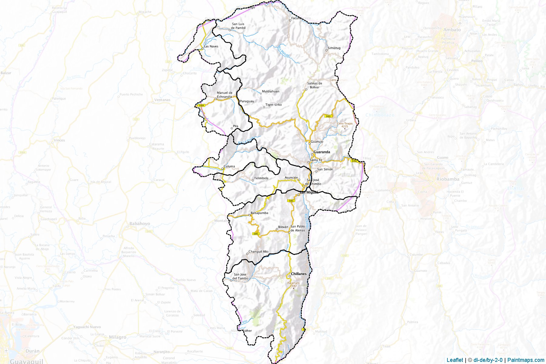 Sample maps of Bolivar generated with map cropping (masking) tool.