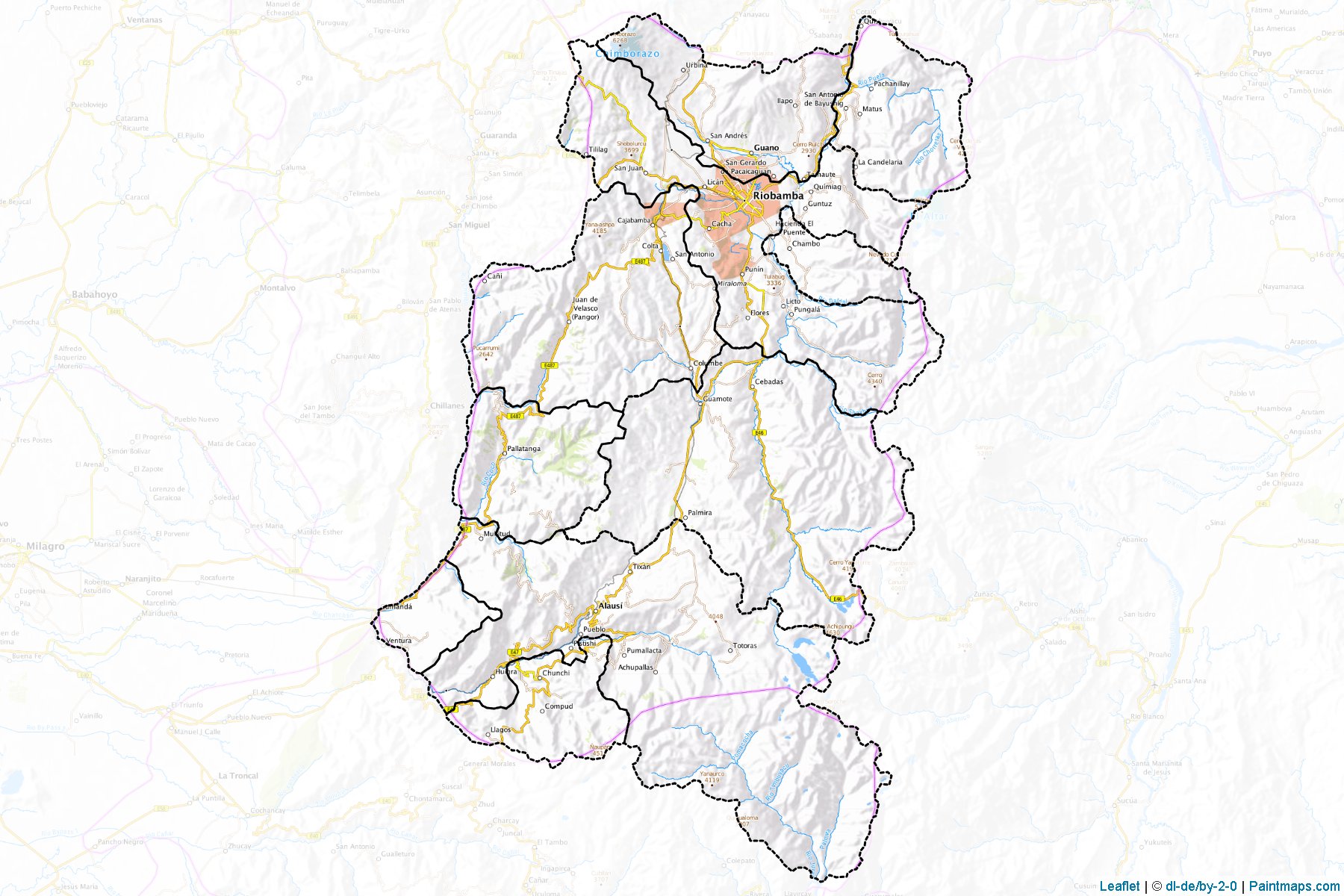 Muestras de recorte de mapas Chimborazo (Ecuador)-1