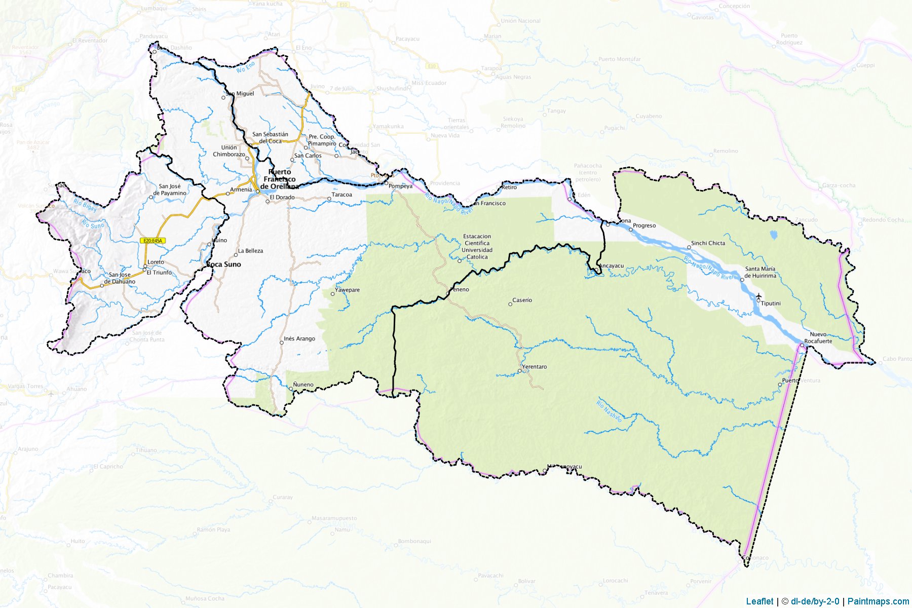 Muestras de recorte de mapas Orellana (Ecuador)-1