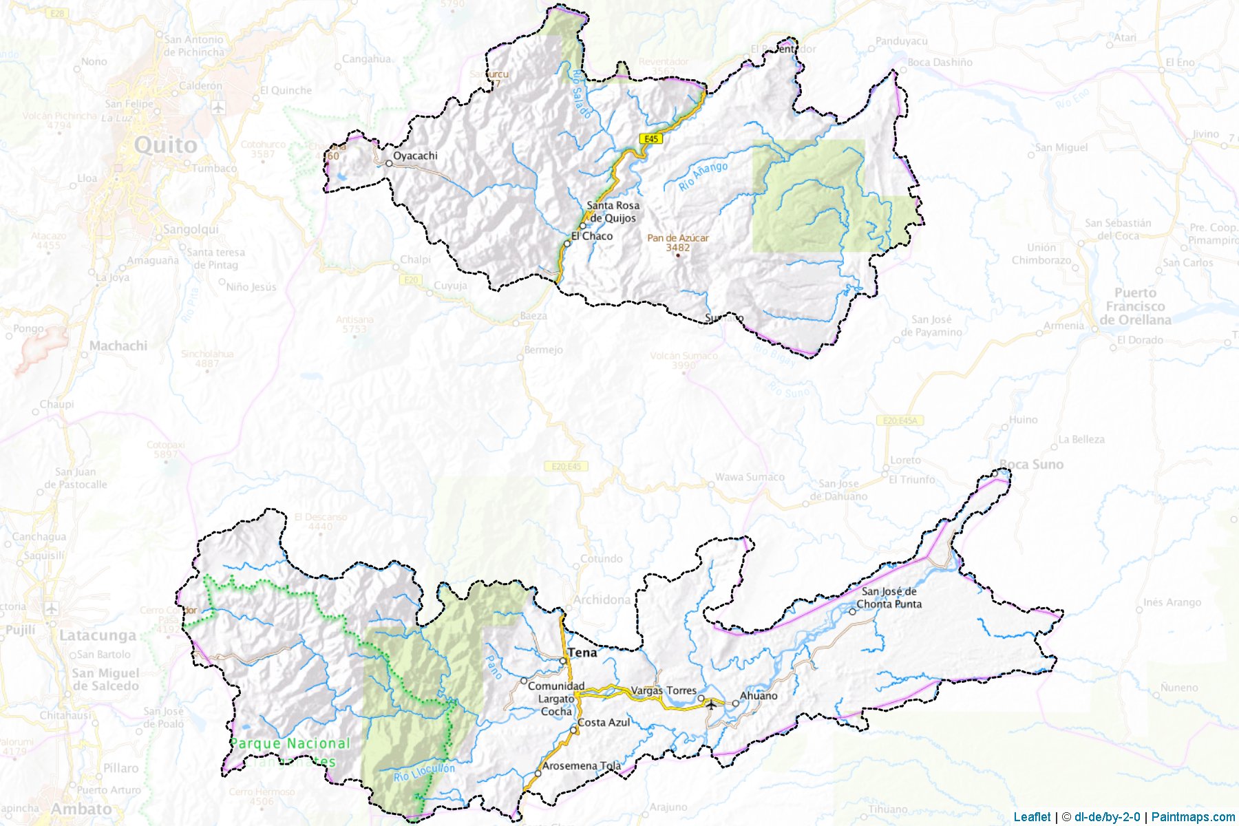 Muestras de recorte de mapas Napo (Ecuador)-1