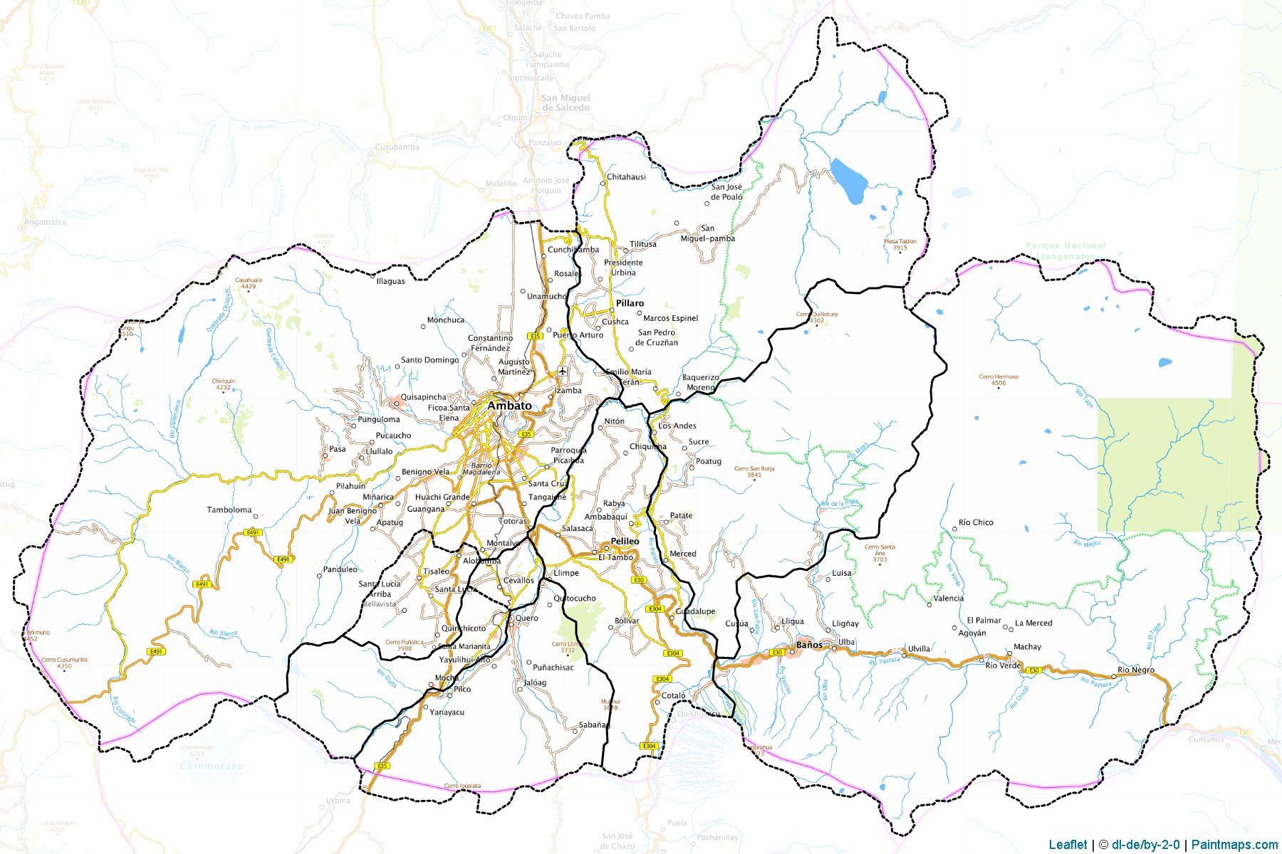 Muestras de recorte de mapas Tungurahua (Ecuador)-1