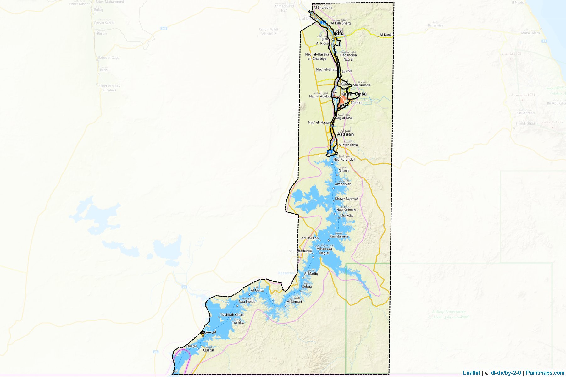 Muestras de recorte de mapas Aswan (Egipto)-1