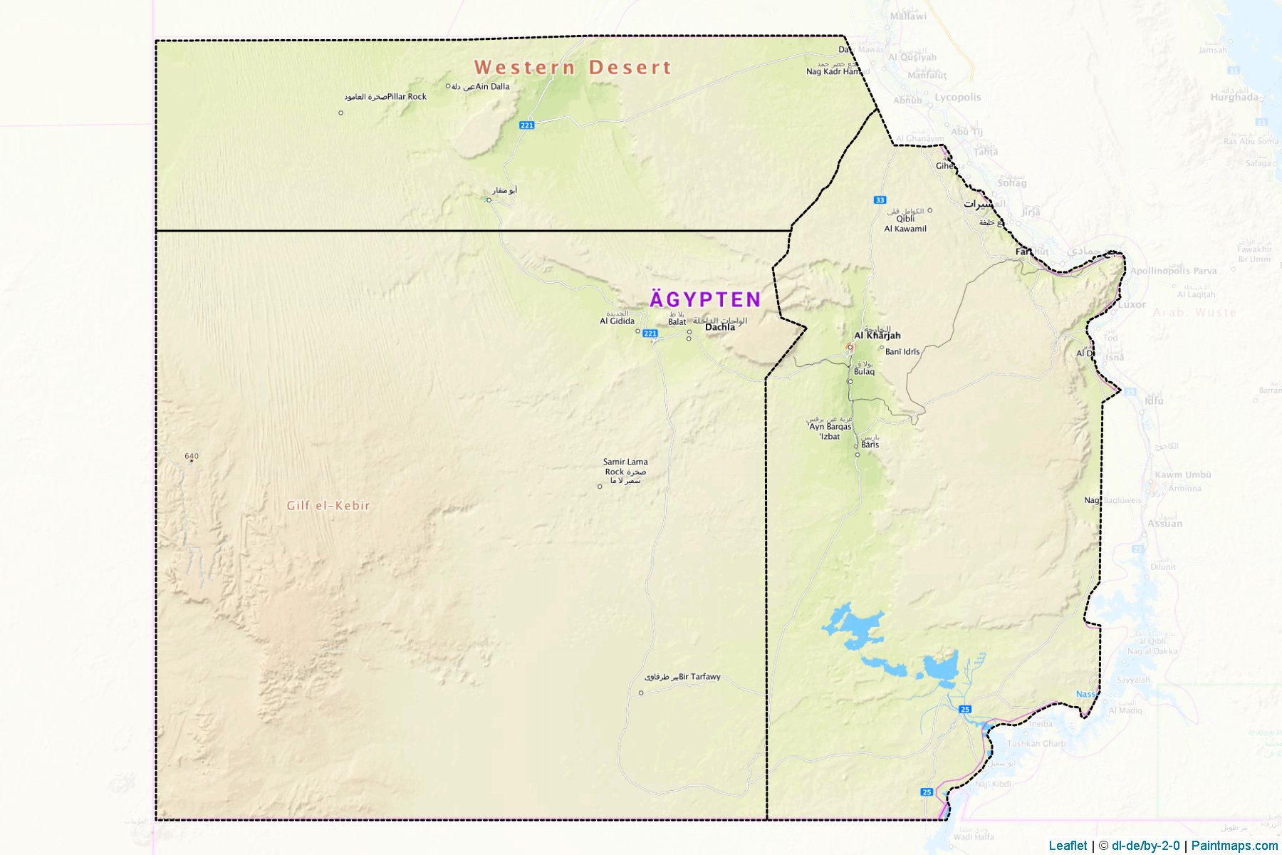 Muestras de recorte de mapas Al Wadi at Jadid (Egipto)-1