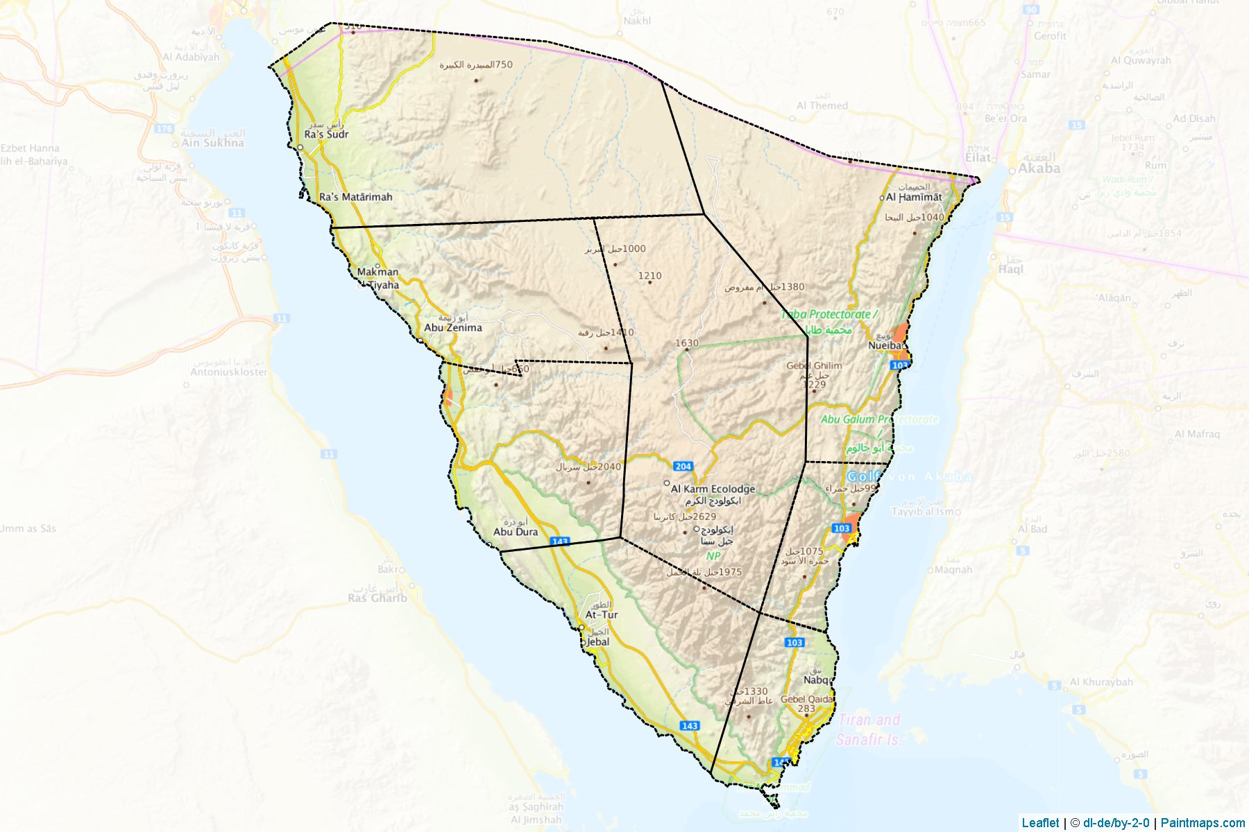 Muestras de recorte de mapas Janub Sina' (Egipto)-1