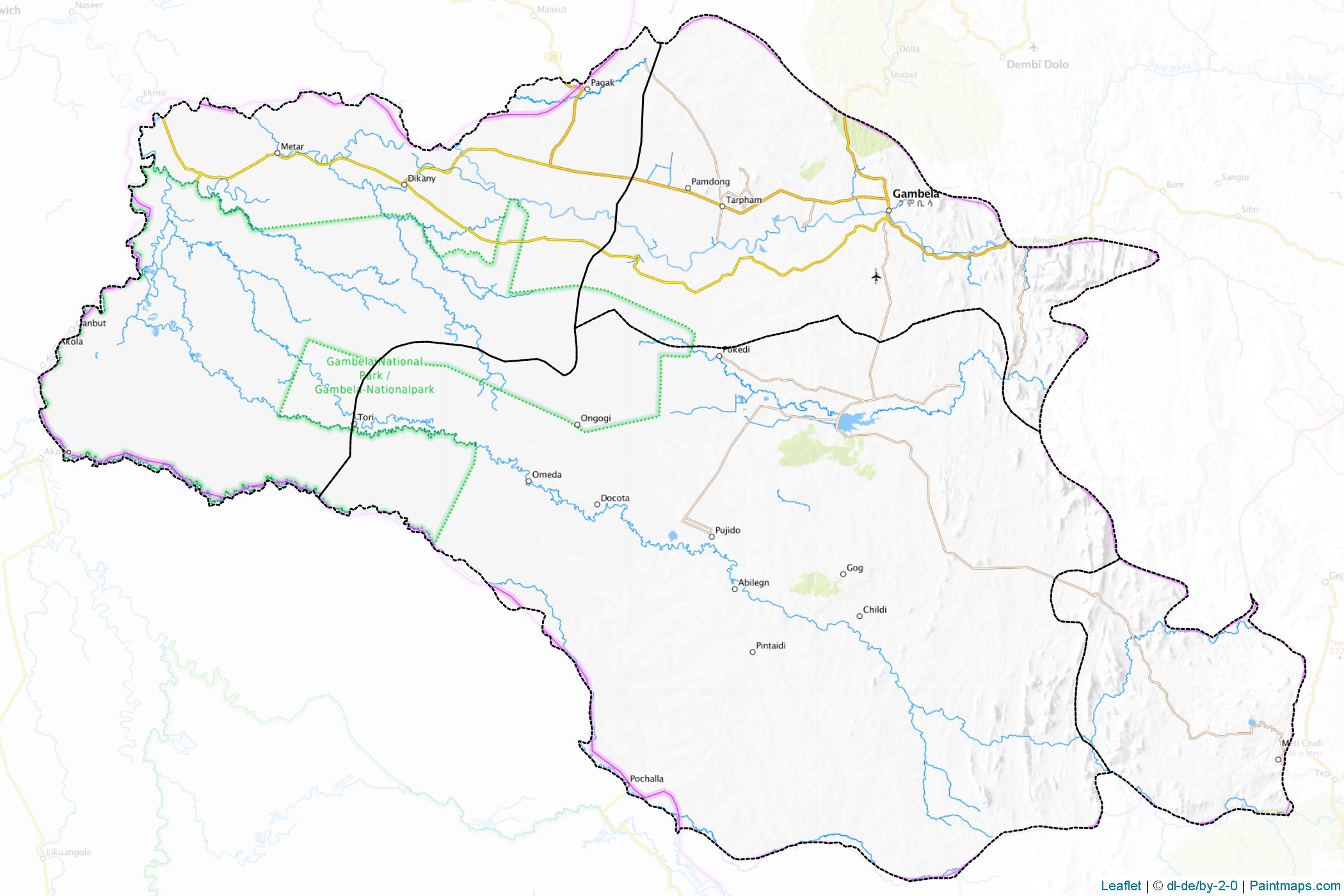 Muestras de recorte de mapas Gambella Peoples (Etiopía)-1