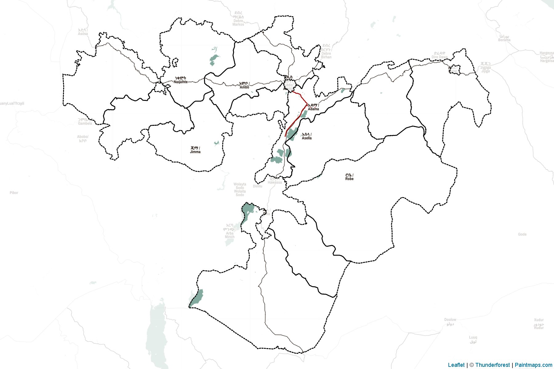 Muestras de recorte de mapas Oromiya (Etiopía)-2