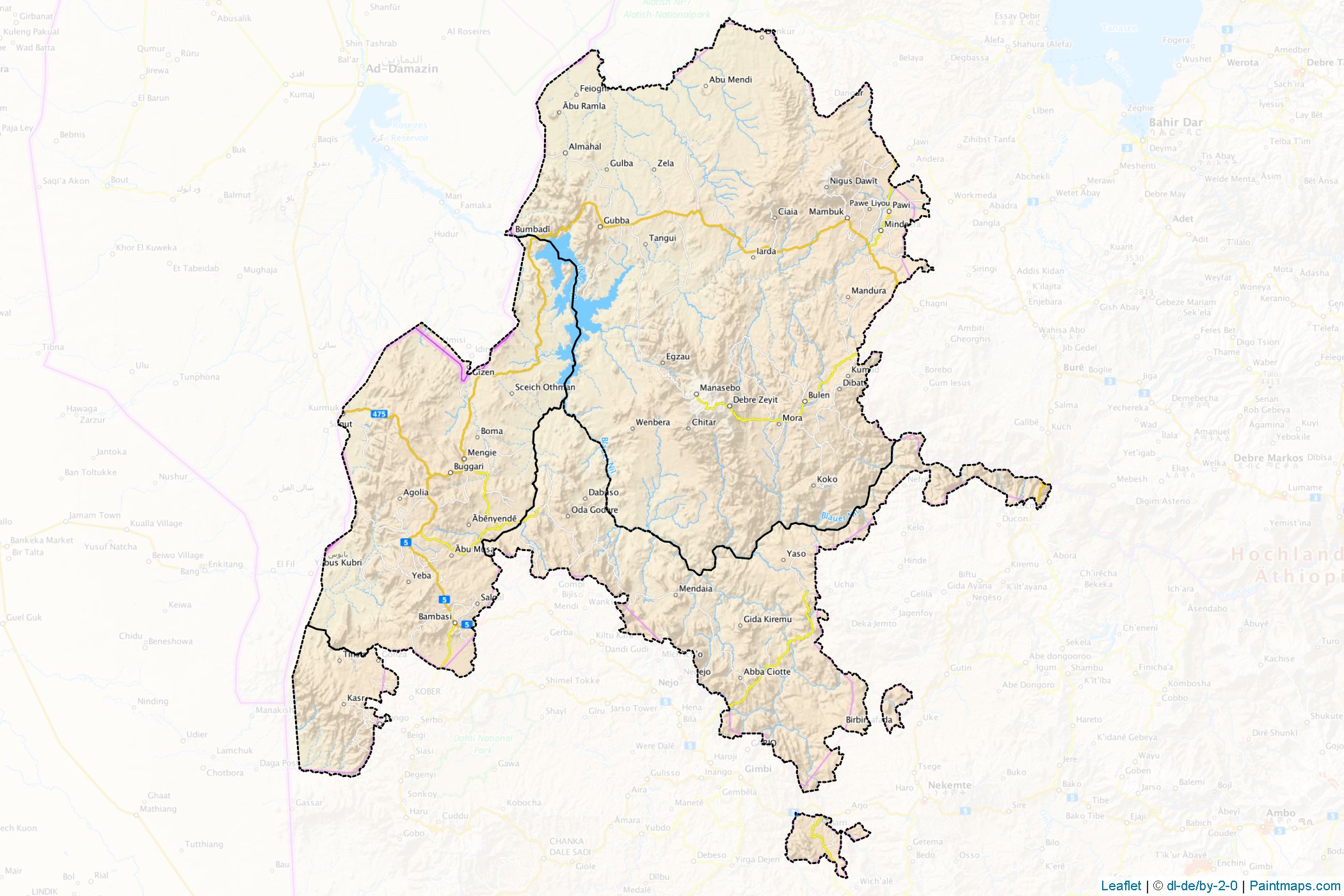 Muestras de recorte de mapas Beneshangul Gumuz (Etiopía)-1