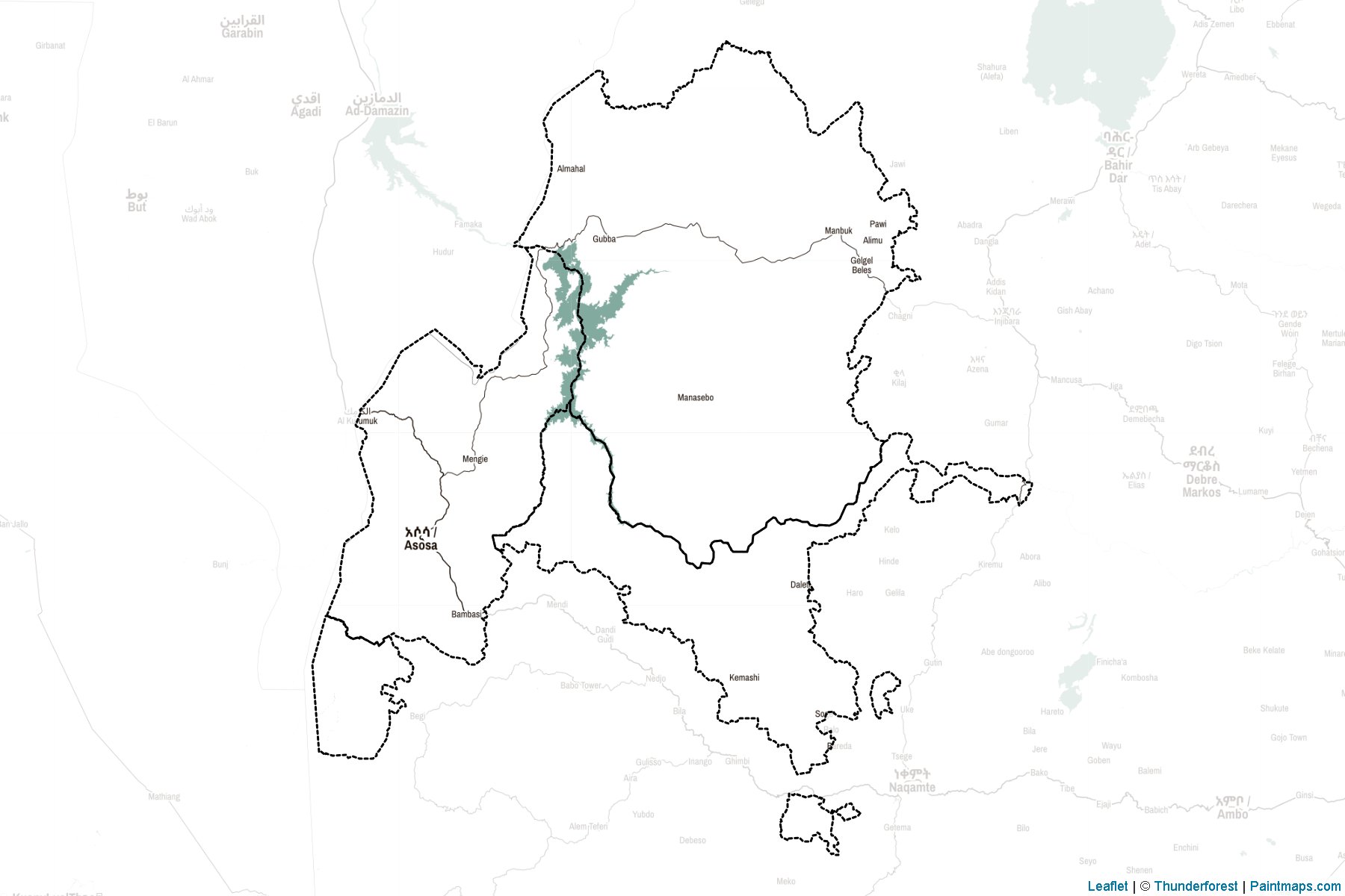 Muestras de recorte de mapas Beneshangul Gumuz (Etiopía)-2