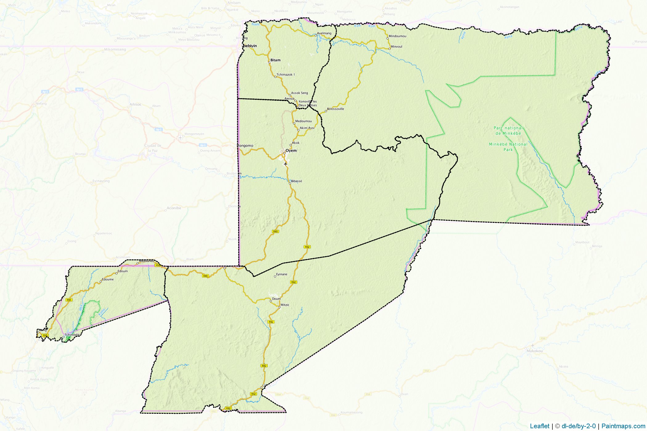 Woleu-Ntem Province (Gabon) Map Cropping Samples-1