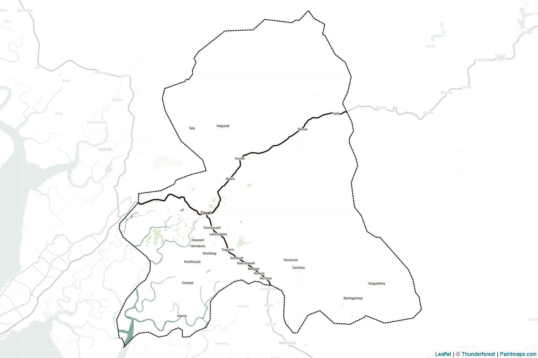 Muestras de recorte de mapas Coyah (Guinea)-2