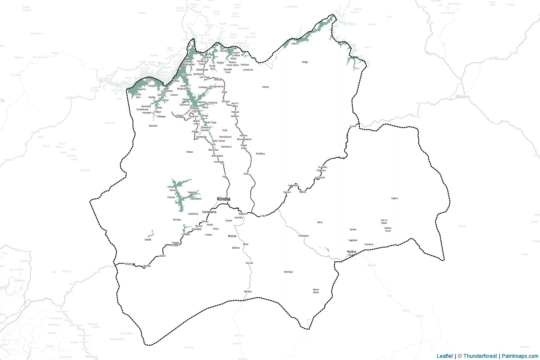 Muestras de recorte de mapas Kindia (Guinea)-2