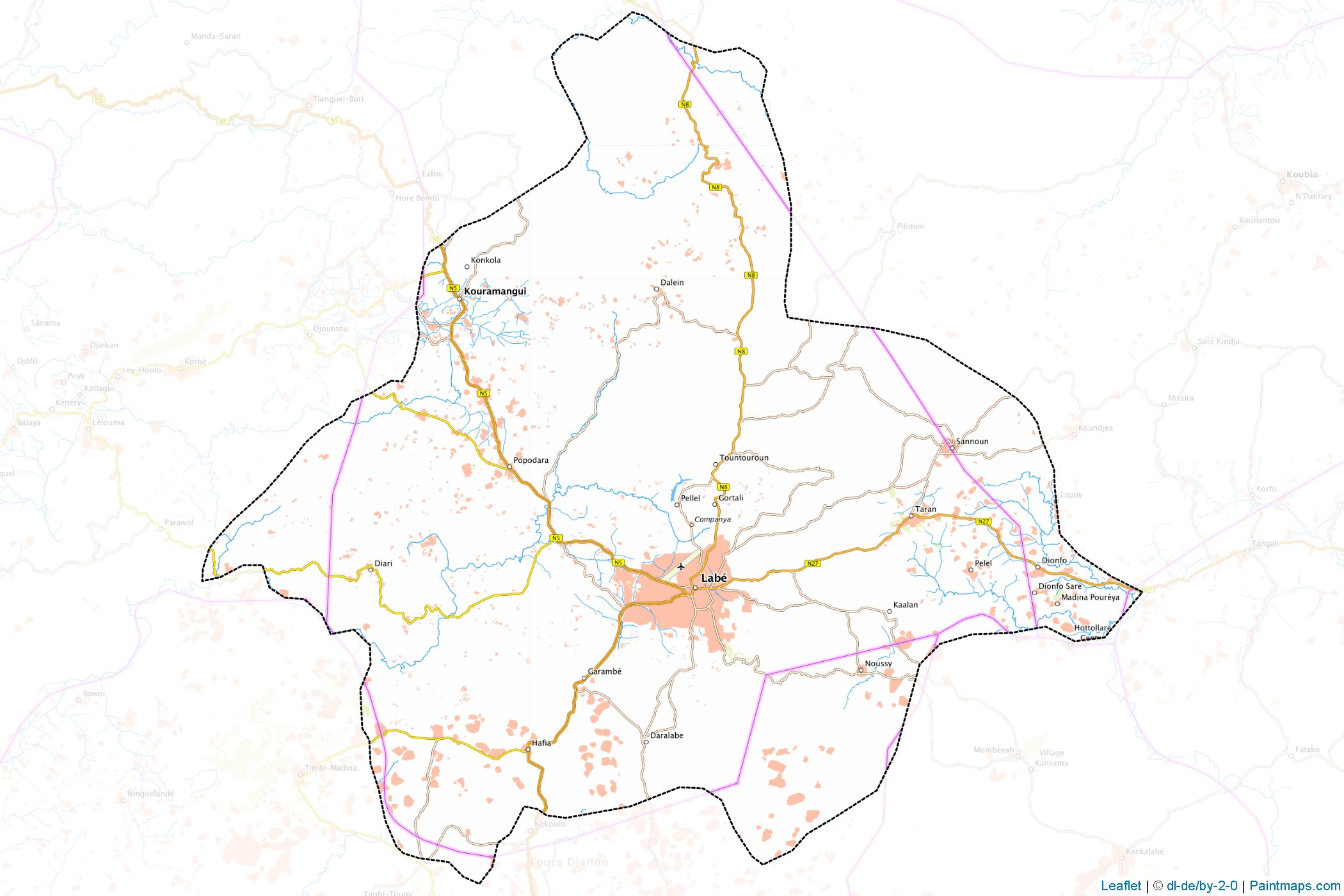 Muestras de recorte de mapas Labé (Guinea)-1